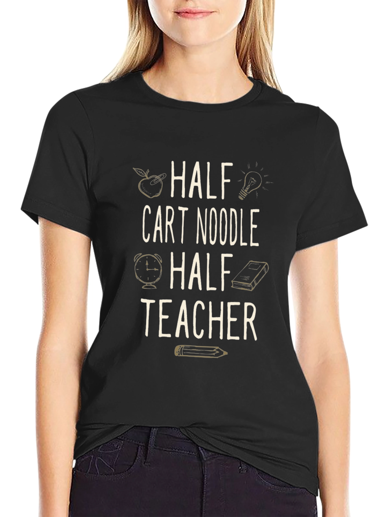 Half Cart Noodle Half Teacher Graphic Tee