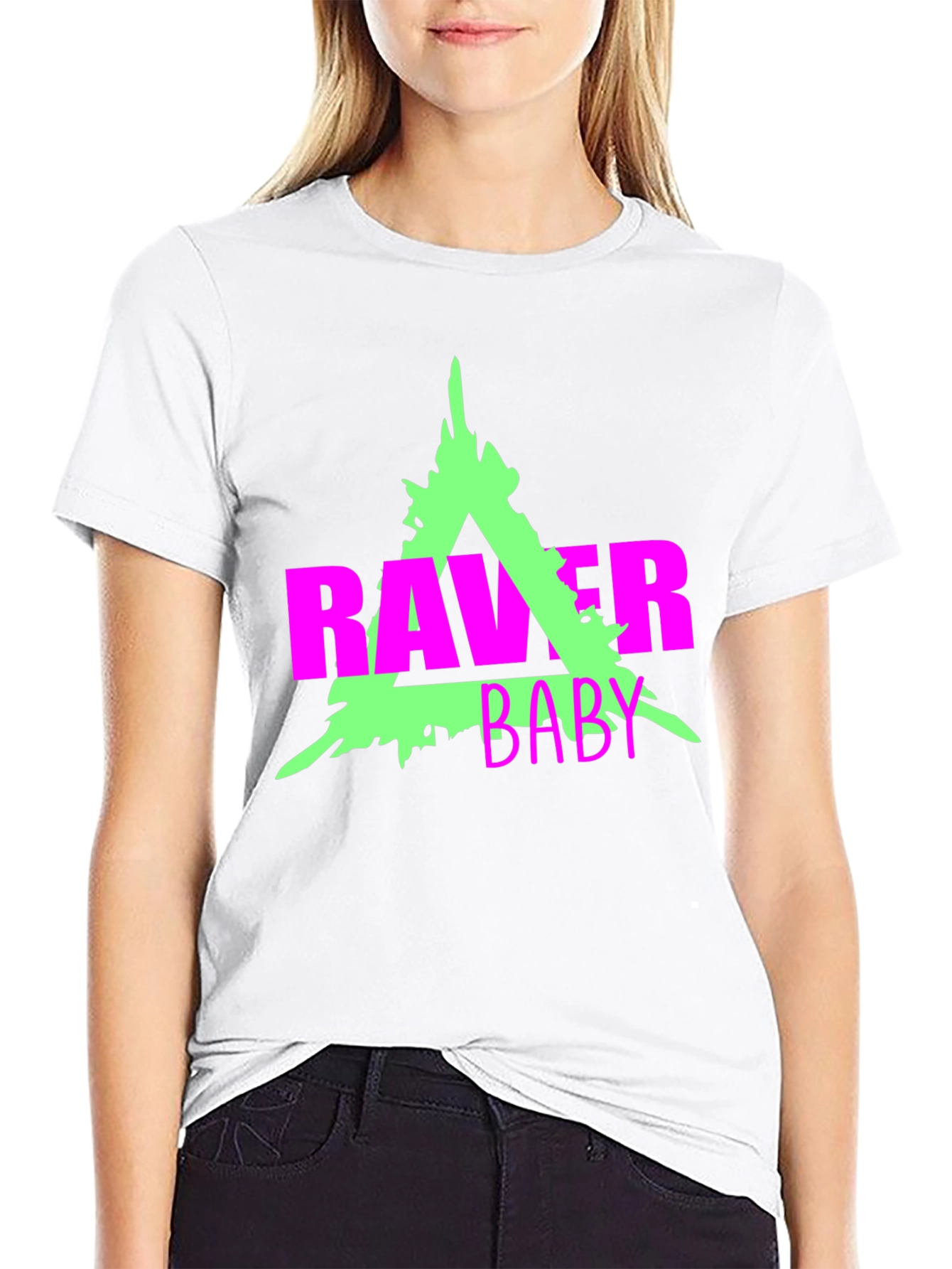 Raver Baby Graphic Tee - Neon Rave Culture Shirt