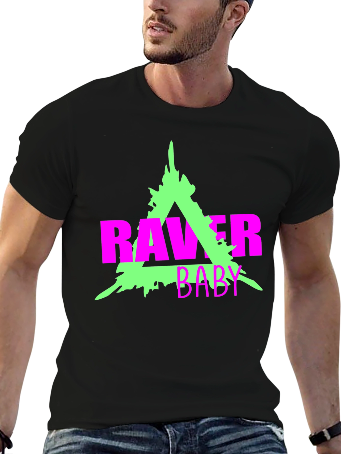 Raver Baby Graphic Tee - Neon Rave Culture Shirt