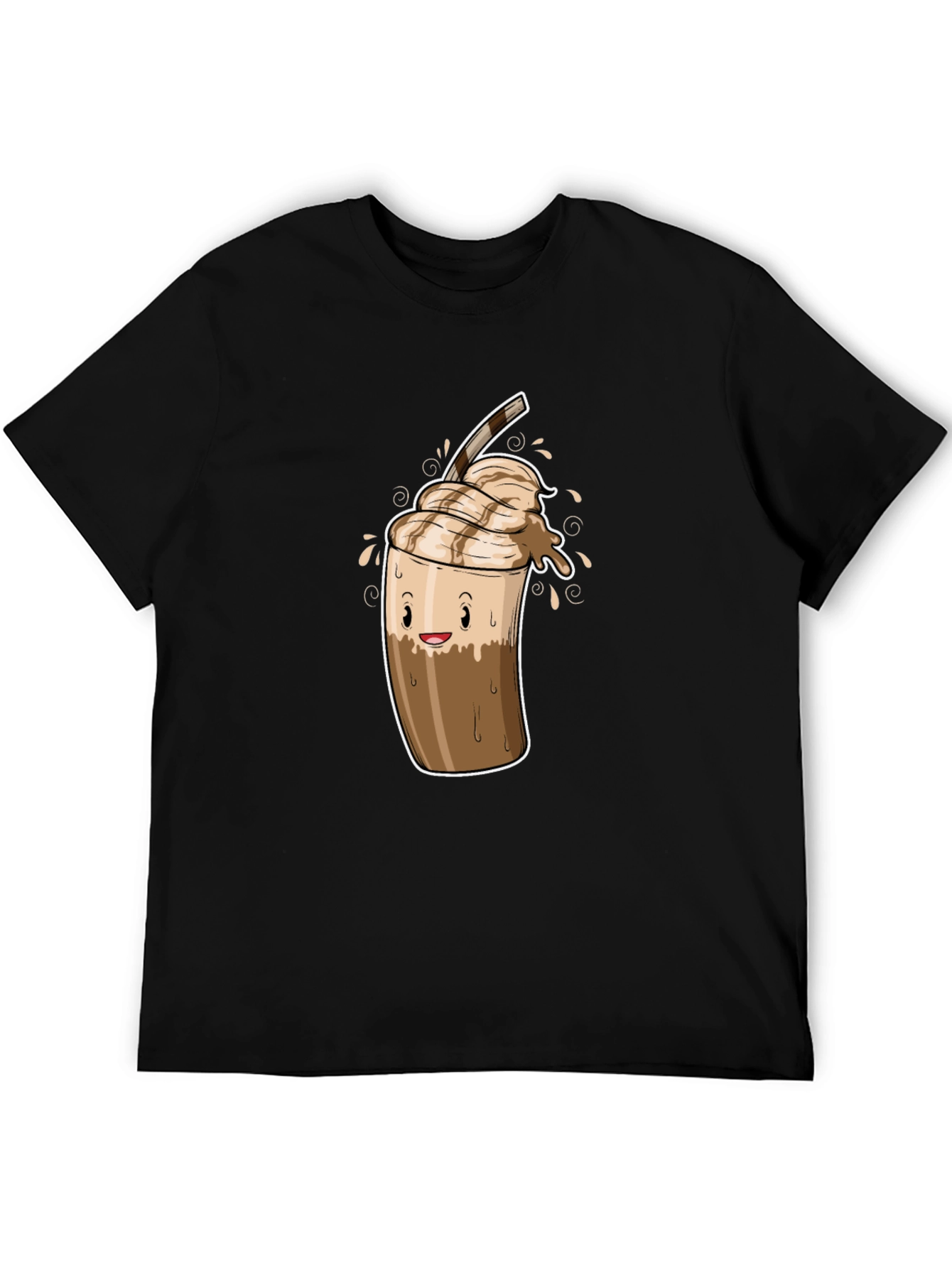 Cool Coffee Cartoon Graphic Black T-Shirt
