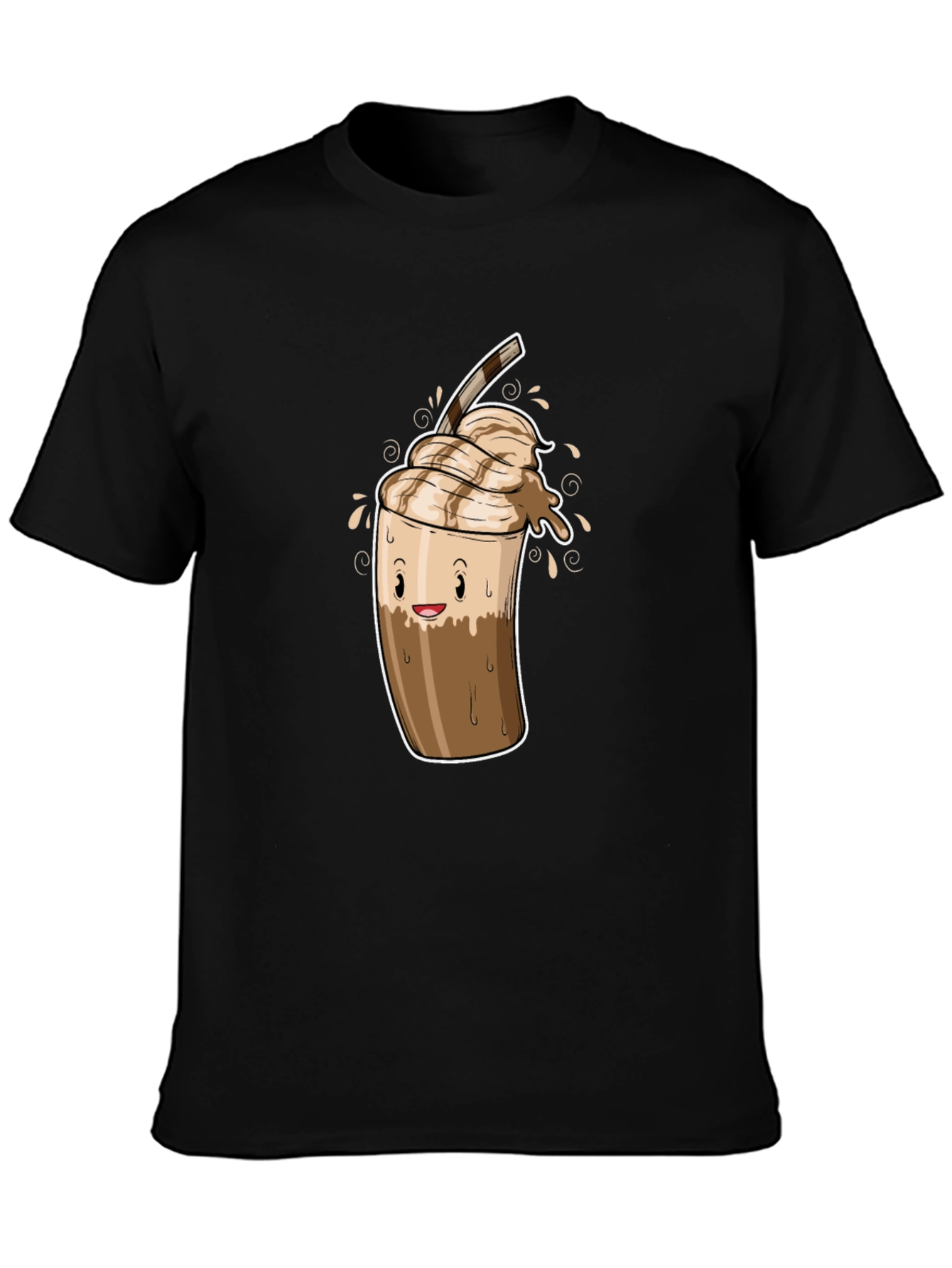 Cool Coffee Cartoon Graphic Black T-Shirt
