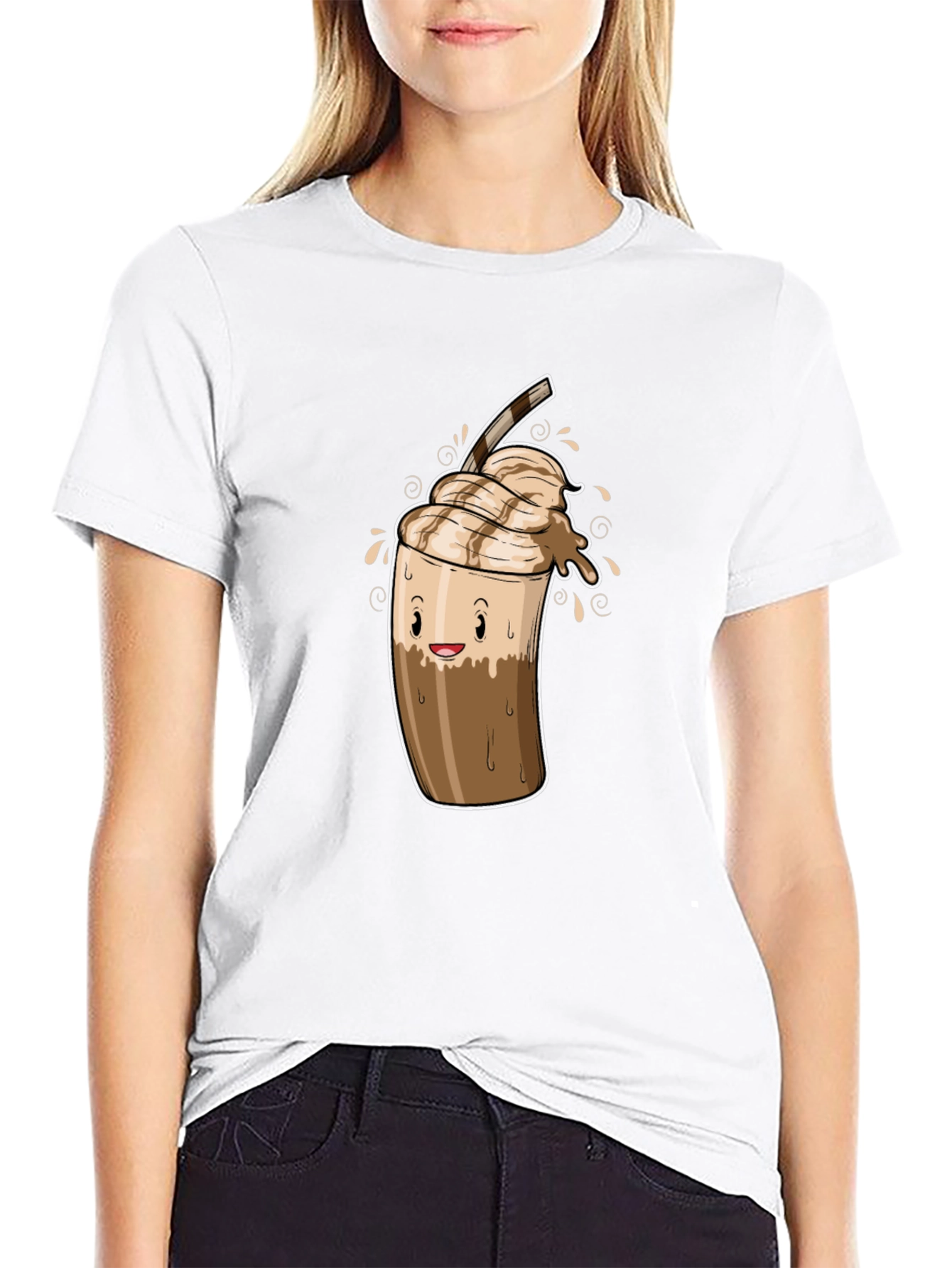 Cool Coffee Cartoon Graphic Black T-Shirt