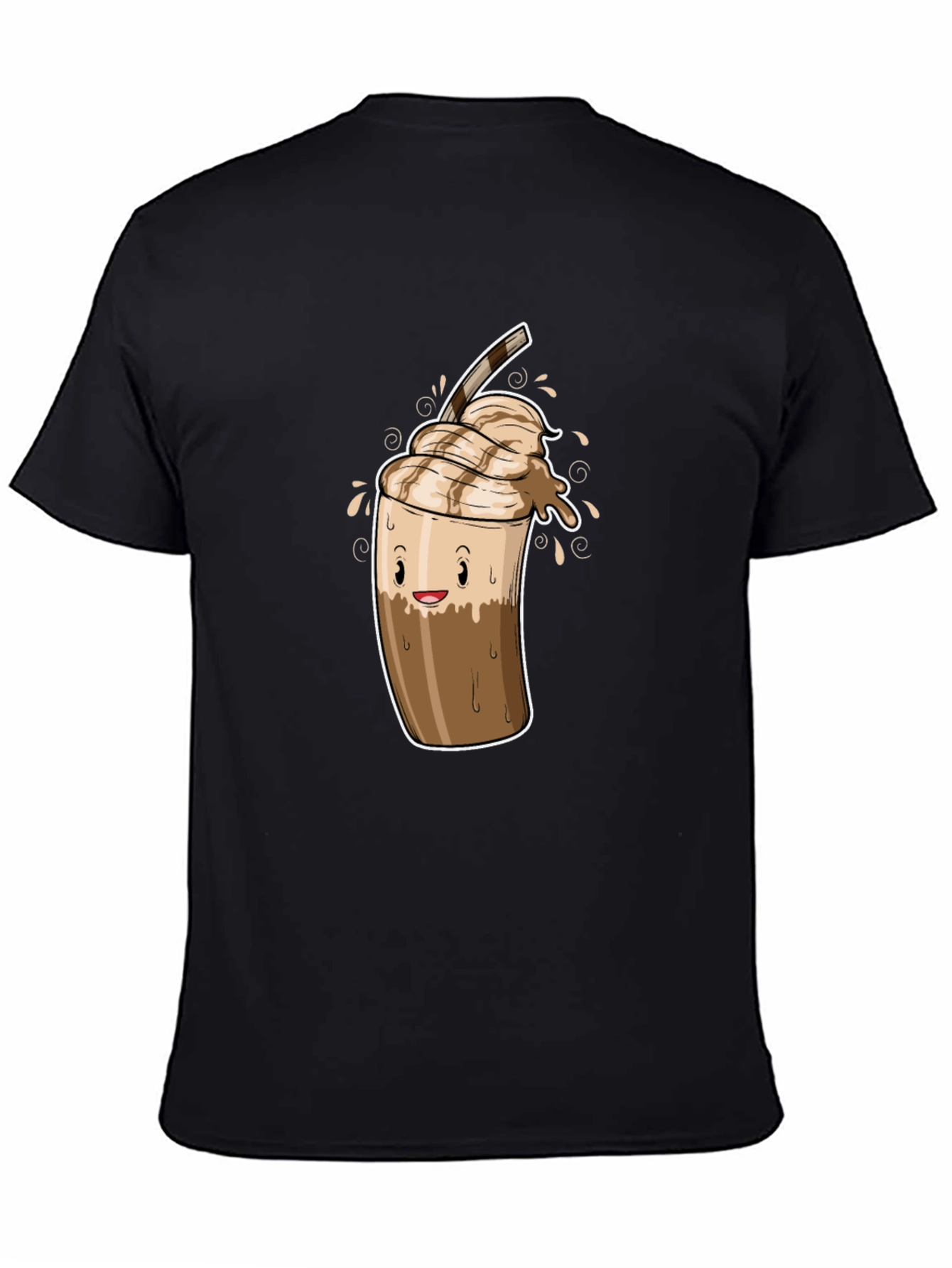 Cool Coffee Cartoon Graphic Black T-Shirt