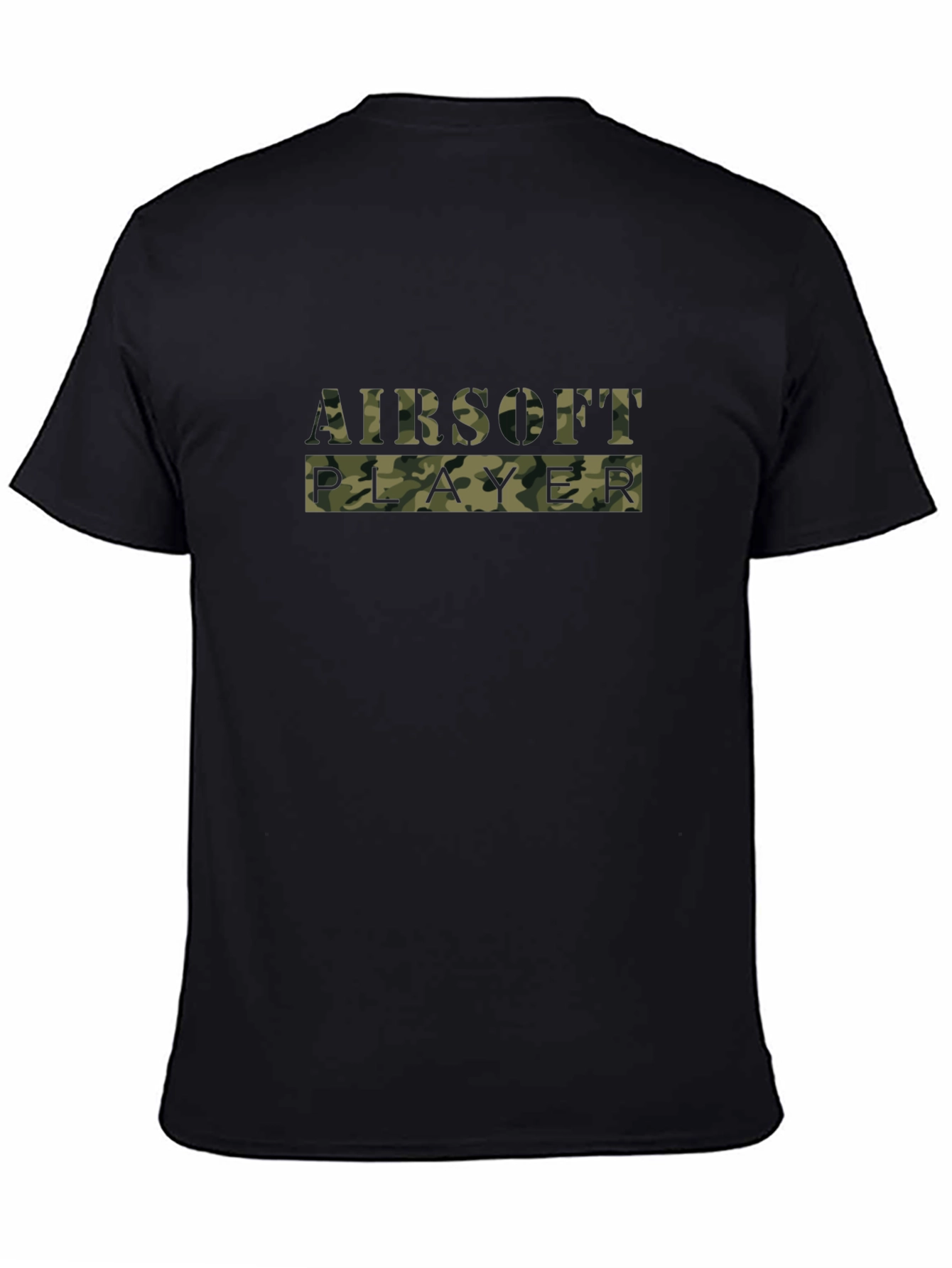 Airsoft Player Camo Print Black T-Shirt
