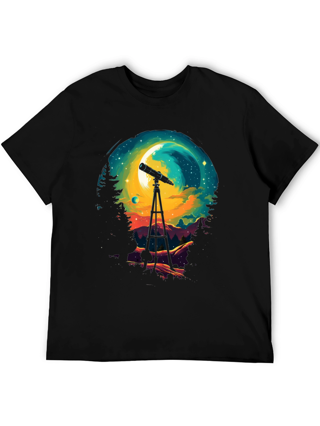 Astronomy Night Sky Telescope Graphic T-Shirt
