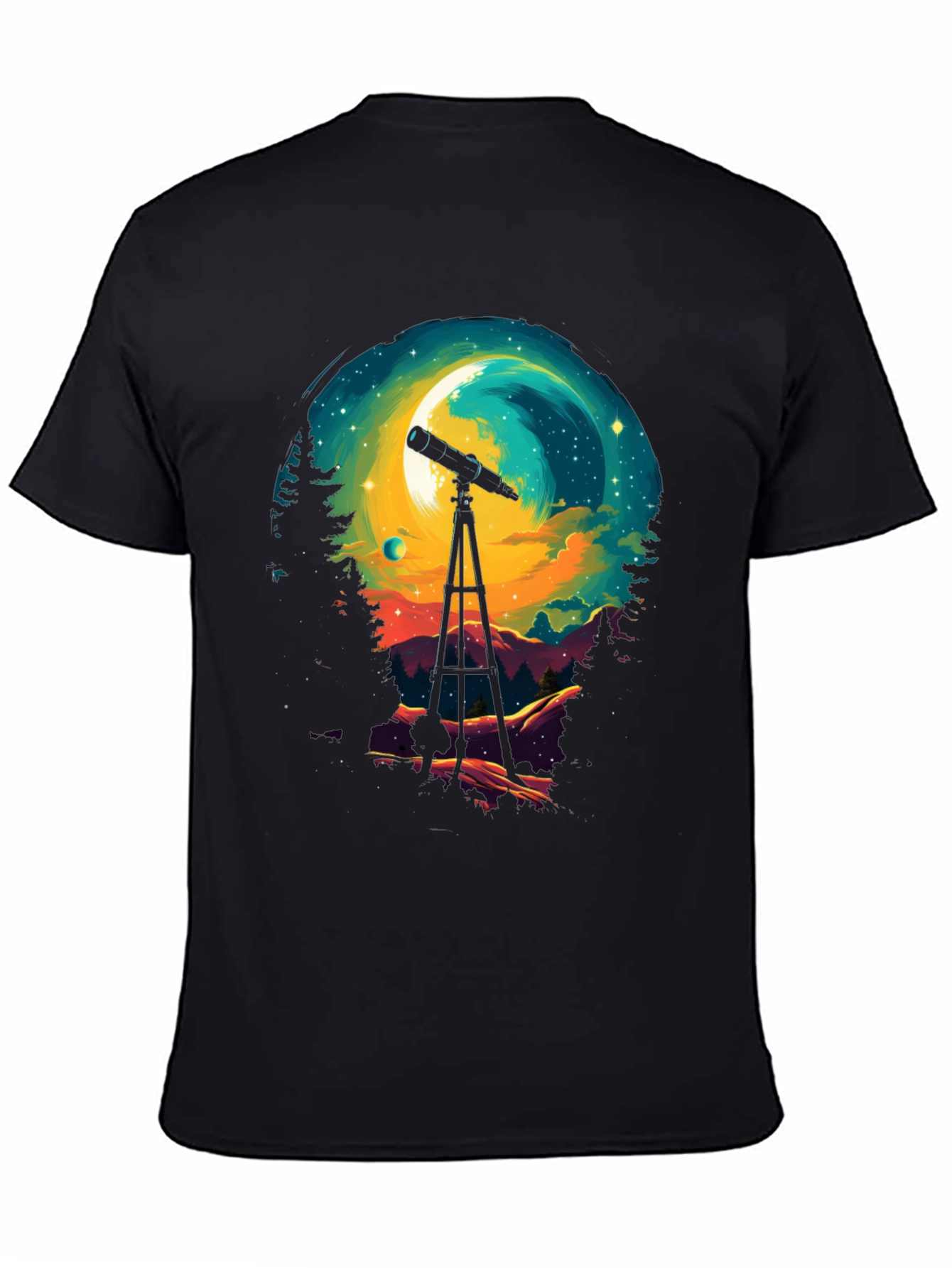 Astronomy Night Sky Telescope Graphic T-Shirt