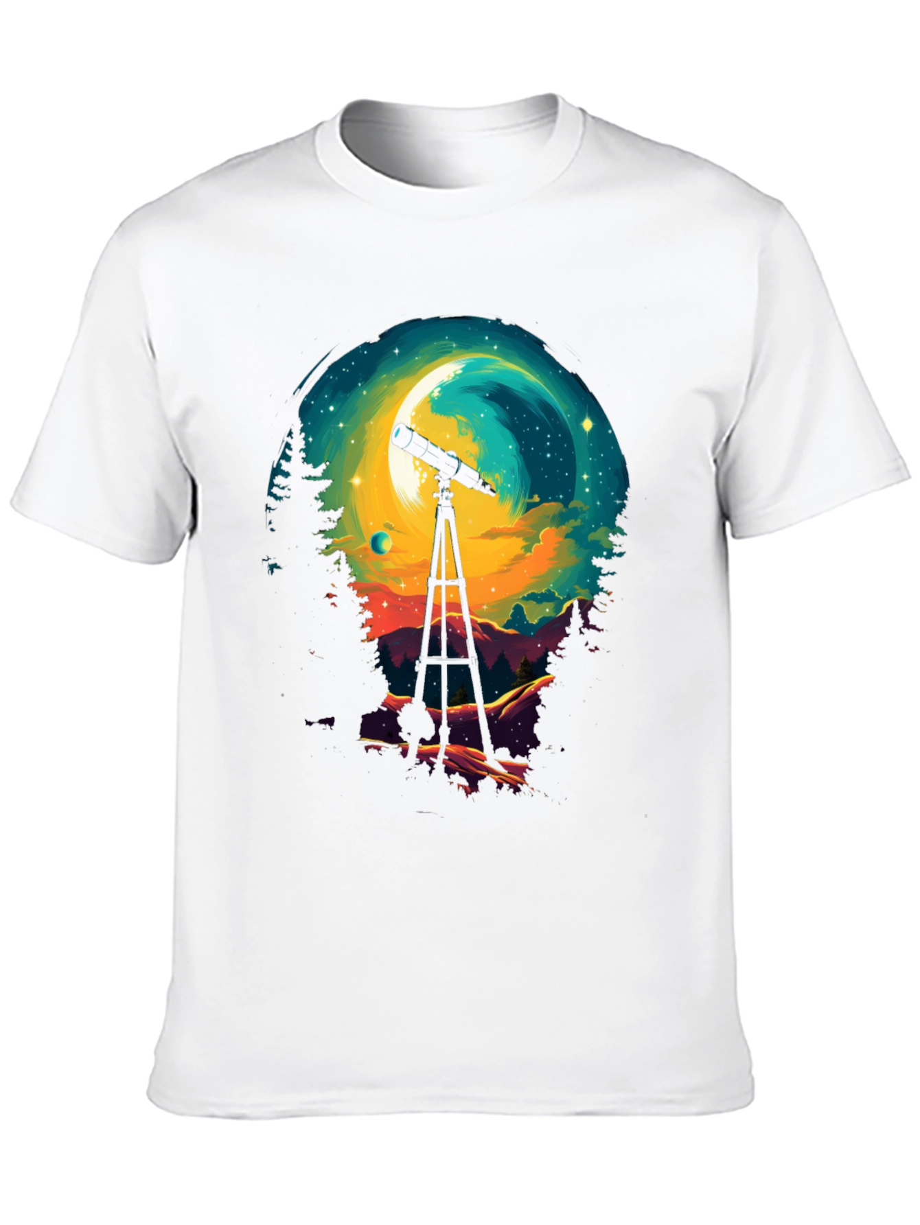 Astronomy Night Sky Telescope Graphic T-Shirt
