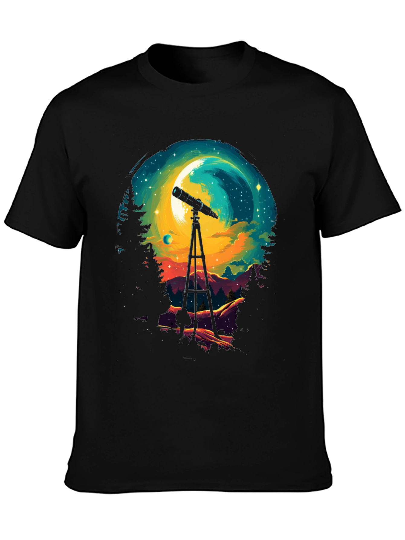 Astronomy Night Sky Telescope Graphic T-Shirt