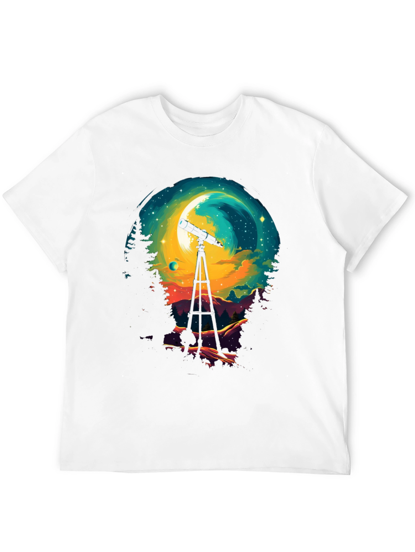 Astronomy Night Sky Telescope Graphic T-Shirt