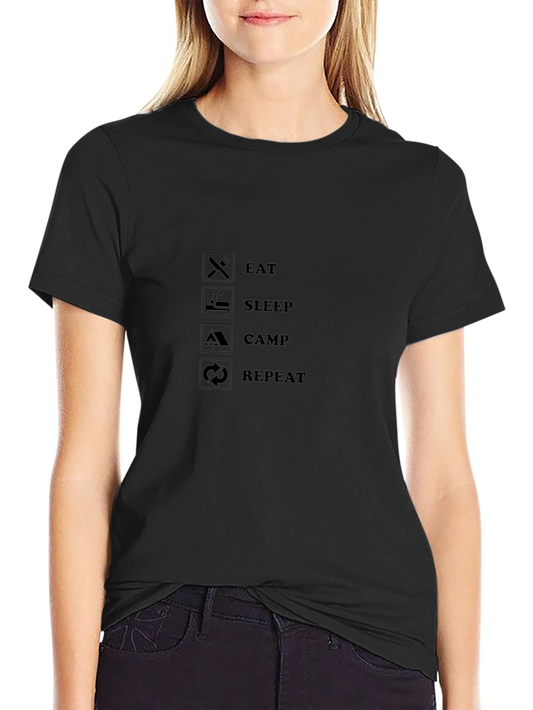 Eat Sleep Camp Repeat Black T-Shirt