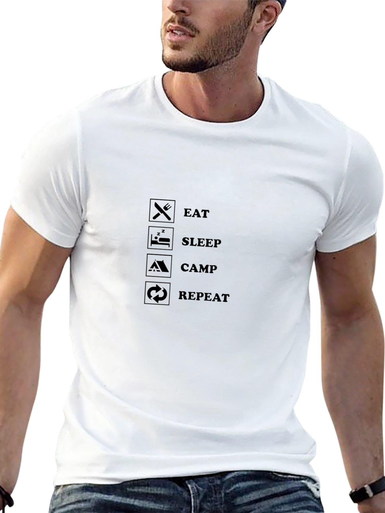 Eat Sleep Camp Repeat Black T-Shirt