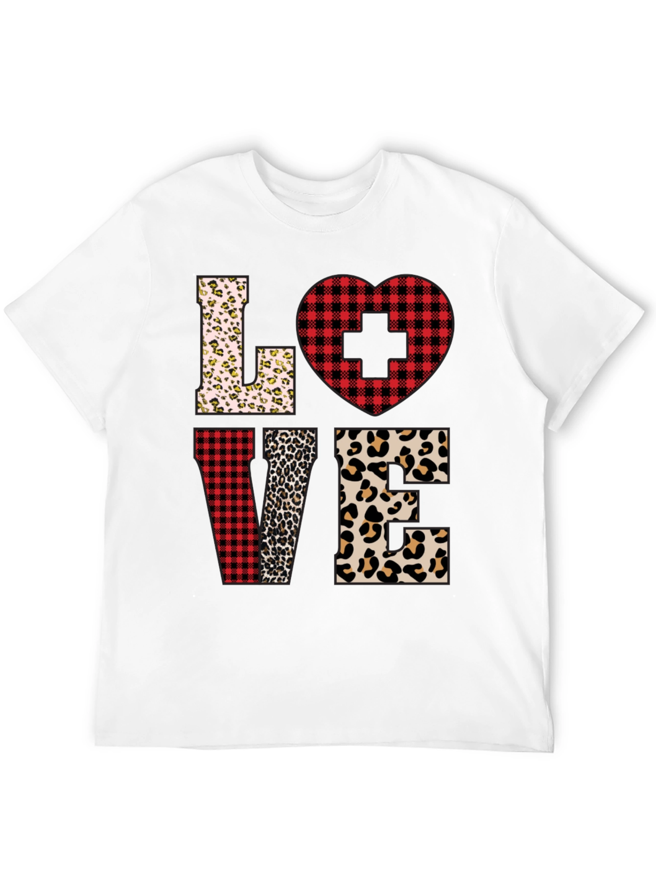 Nurse Love Leopard and Plaid T-Shirt