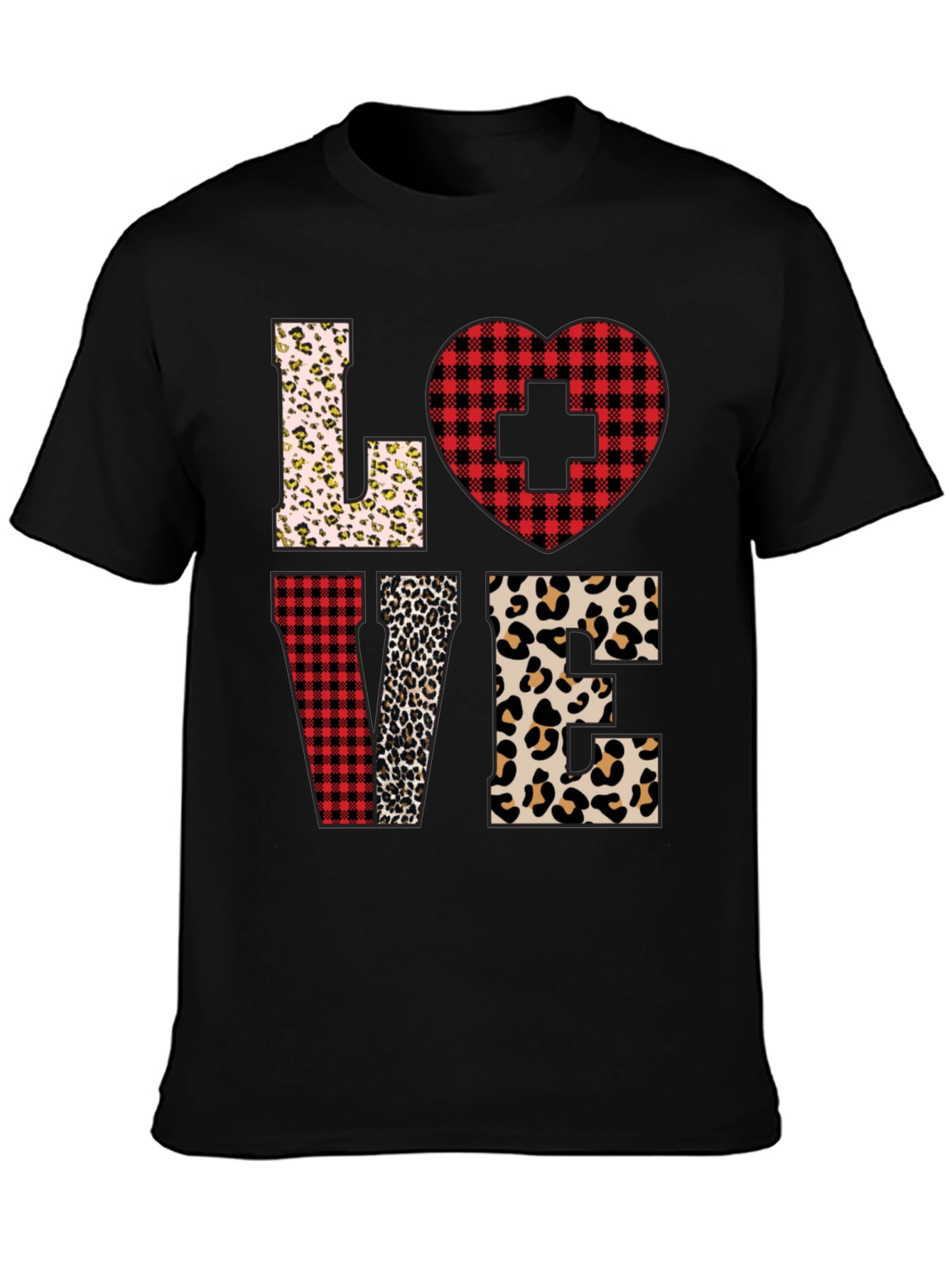 Nurse Love Leopard and Plaid T-Shirt