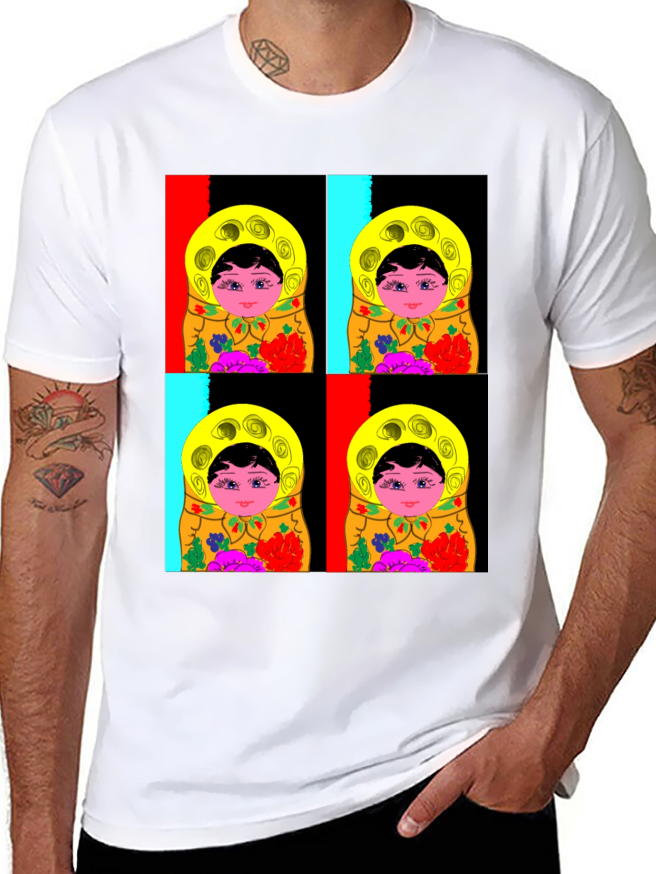 Matryoshka Doll Graphic T-Shirt Black Cotton Tee