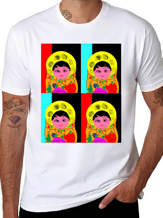 Matryoshka Doll Graphic T-Shirt Black Cotton Tee