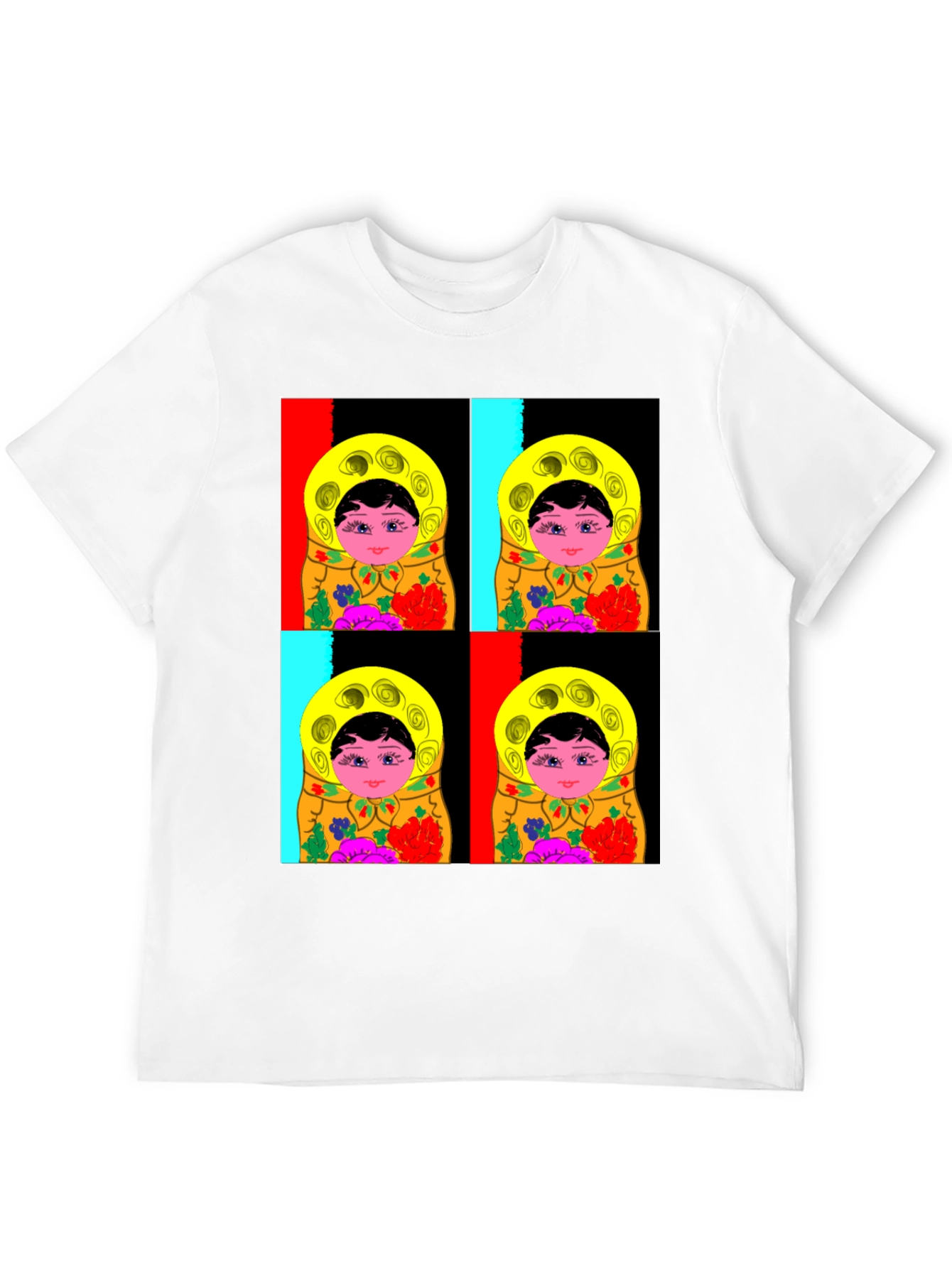 Matryoshka Doll Graphic T-Shirt Black Cotton Tee