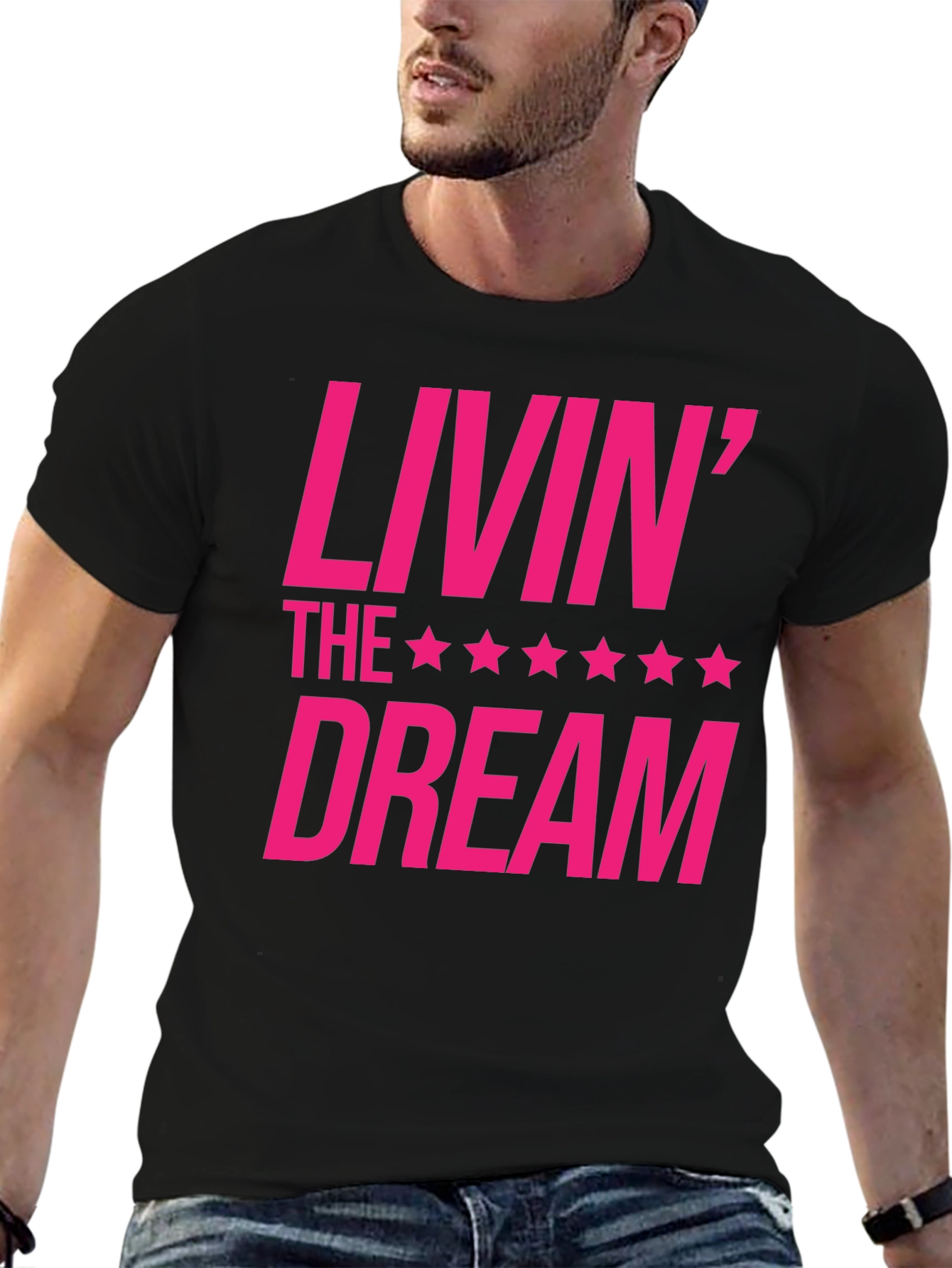 Livin the Dream Graphic Tee - Hot Pink Print
