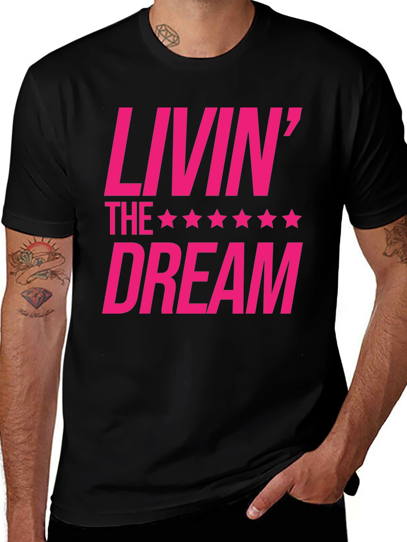 Livin the Dream Graphic Tee - Hot Pink Print