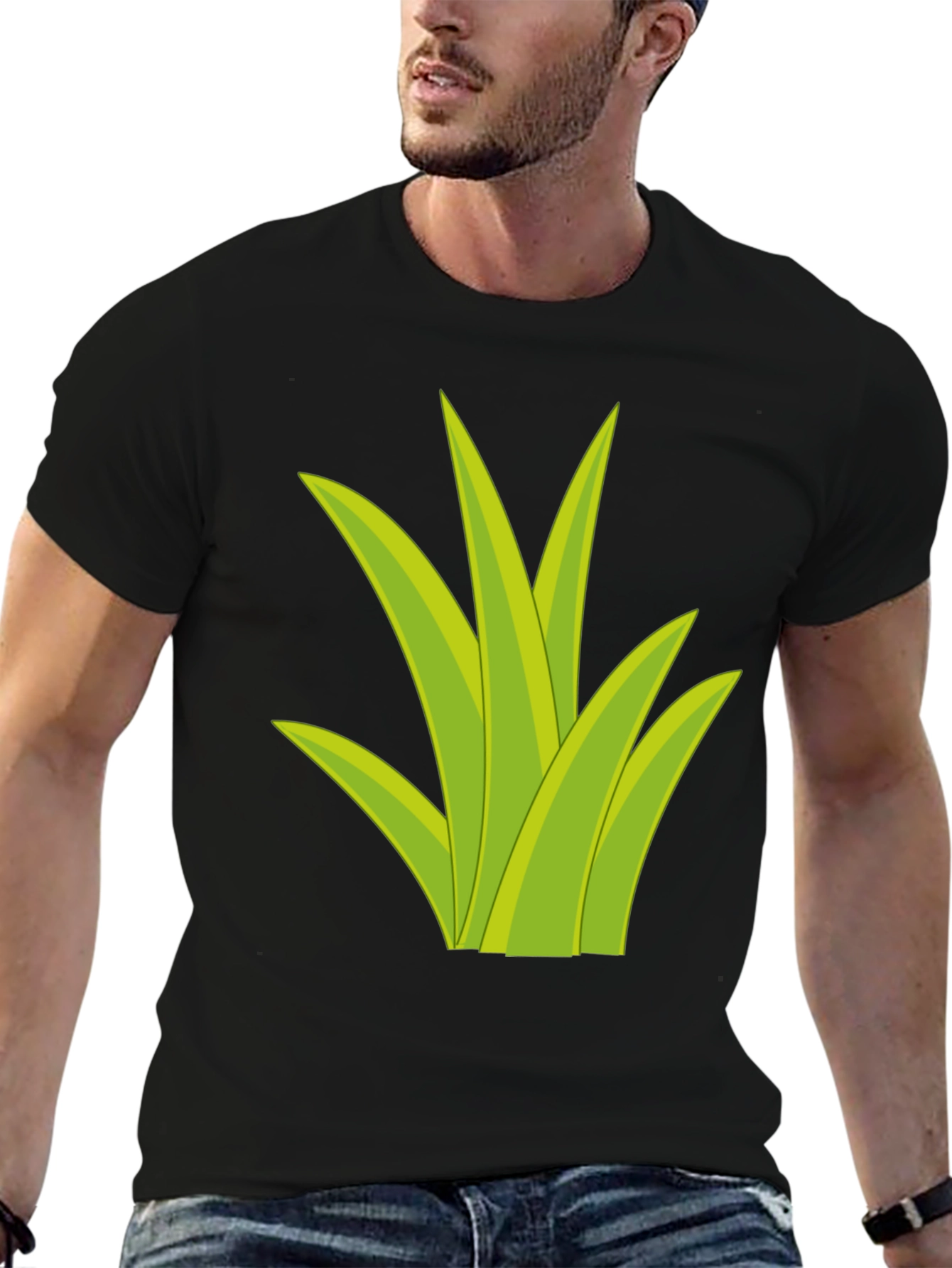 Grass Graphic Tee - Black Cotton T-Shirt