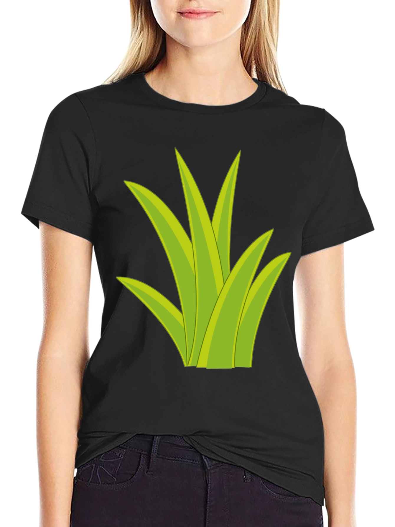 Grass Graphic Tee - Black Cotton T-Shirt