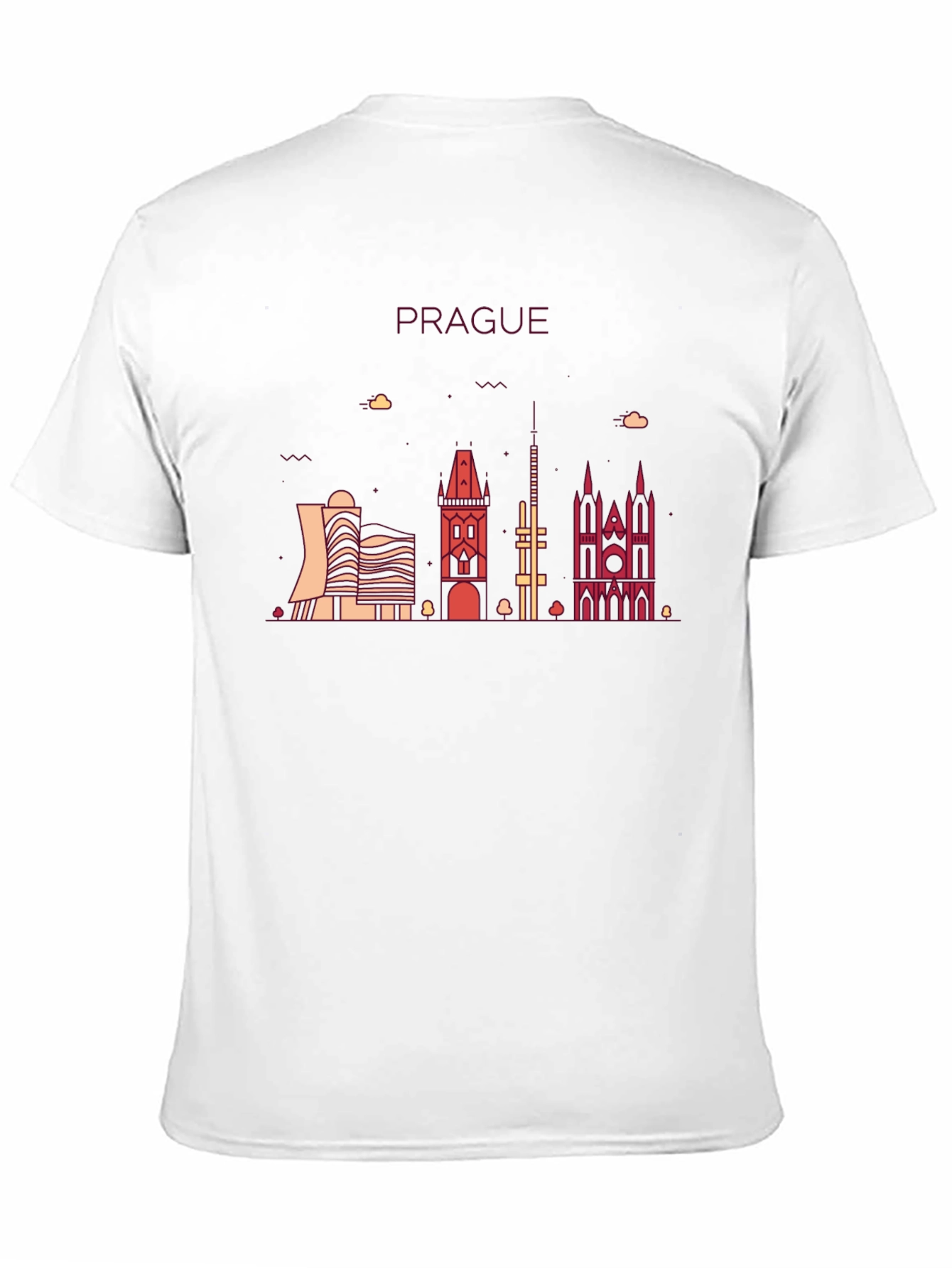 Prague Skyline Graphic T-Shirt - Black