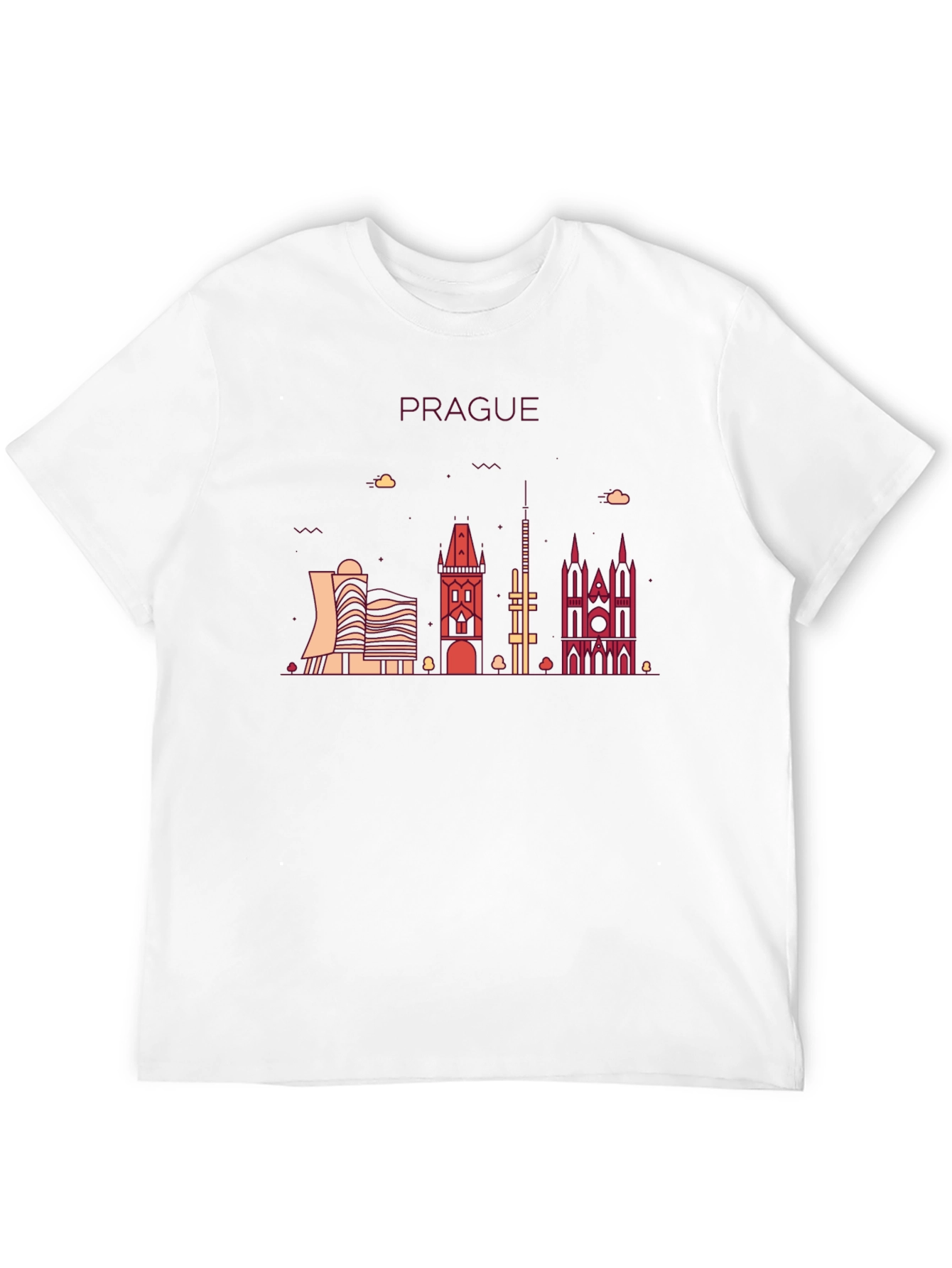 Prague Skyline Graphic T-Shirt - Black