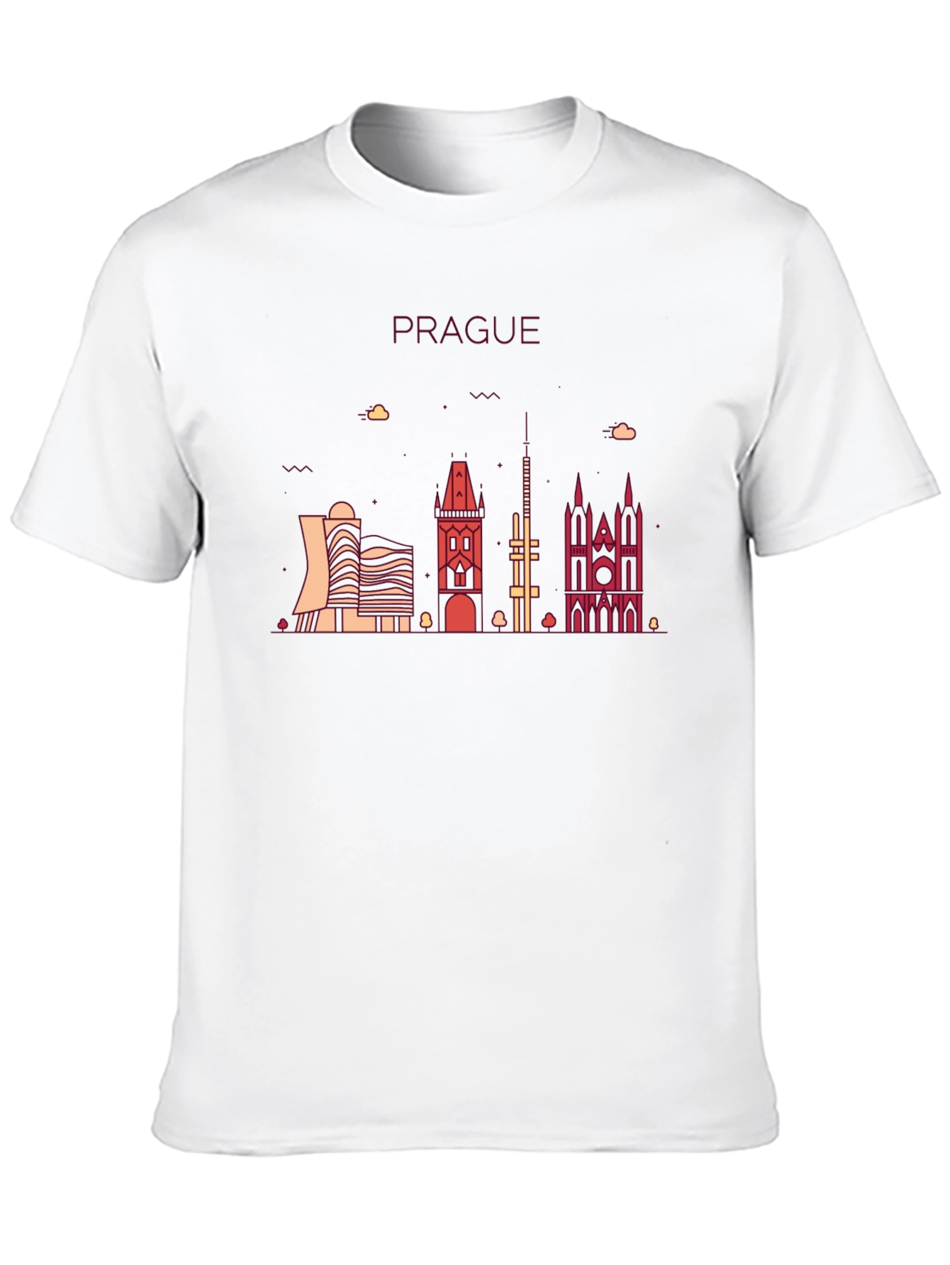 Prague Skyline Graphic T-Shirt - Black