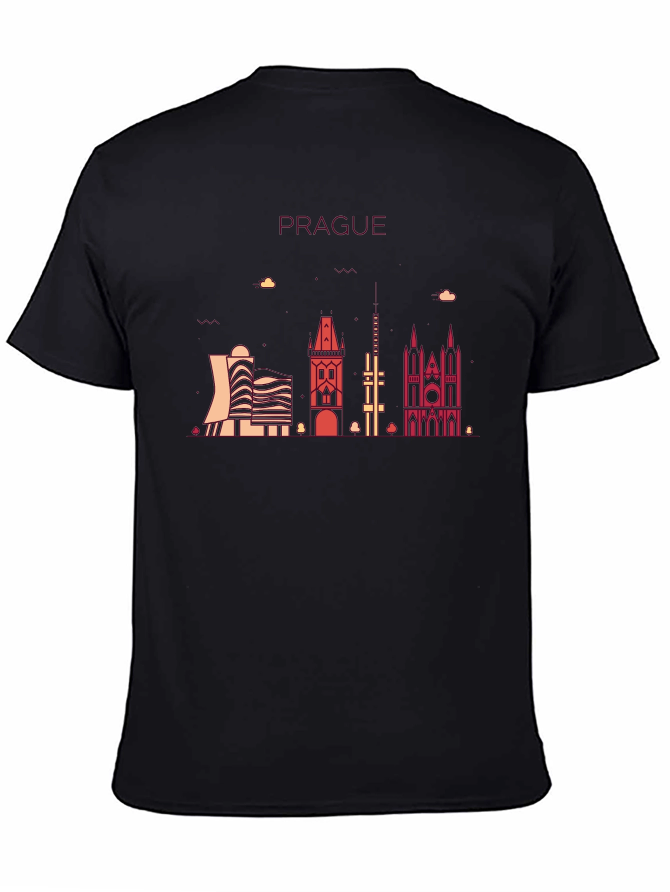 Prague Skyline Graphic T-Shirt - Black