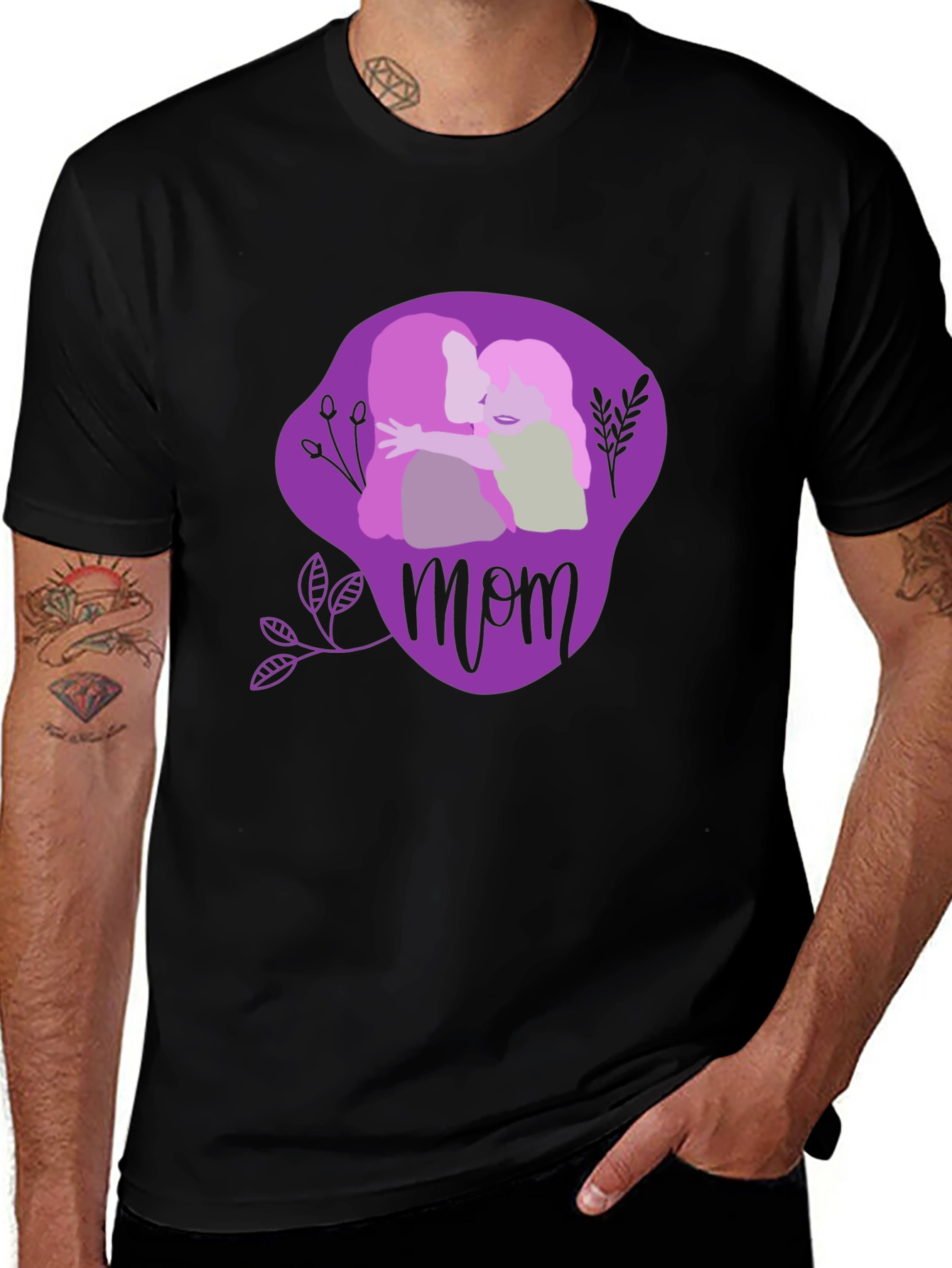 Mom & Child Graphic Tee - Black