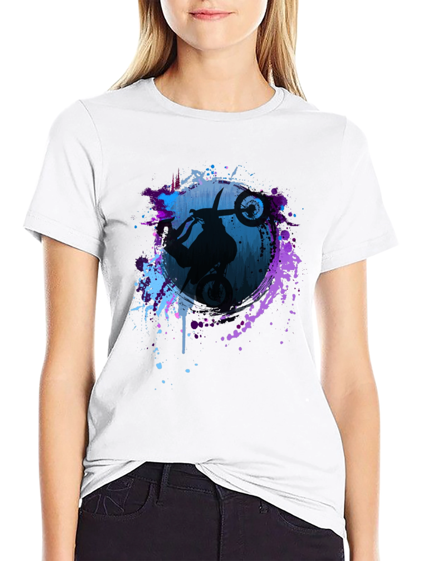 Motorcycle Stunt Graphic Black T-Shirt