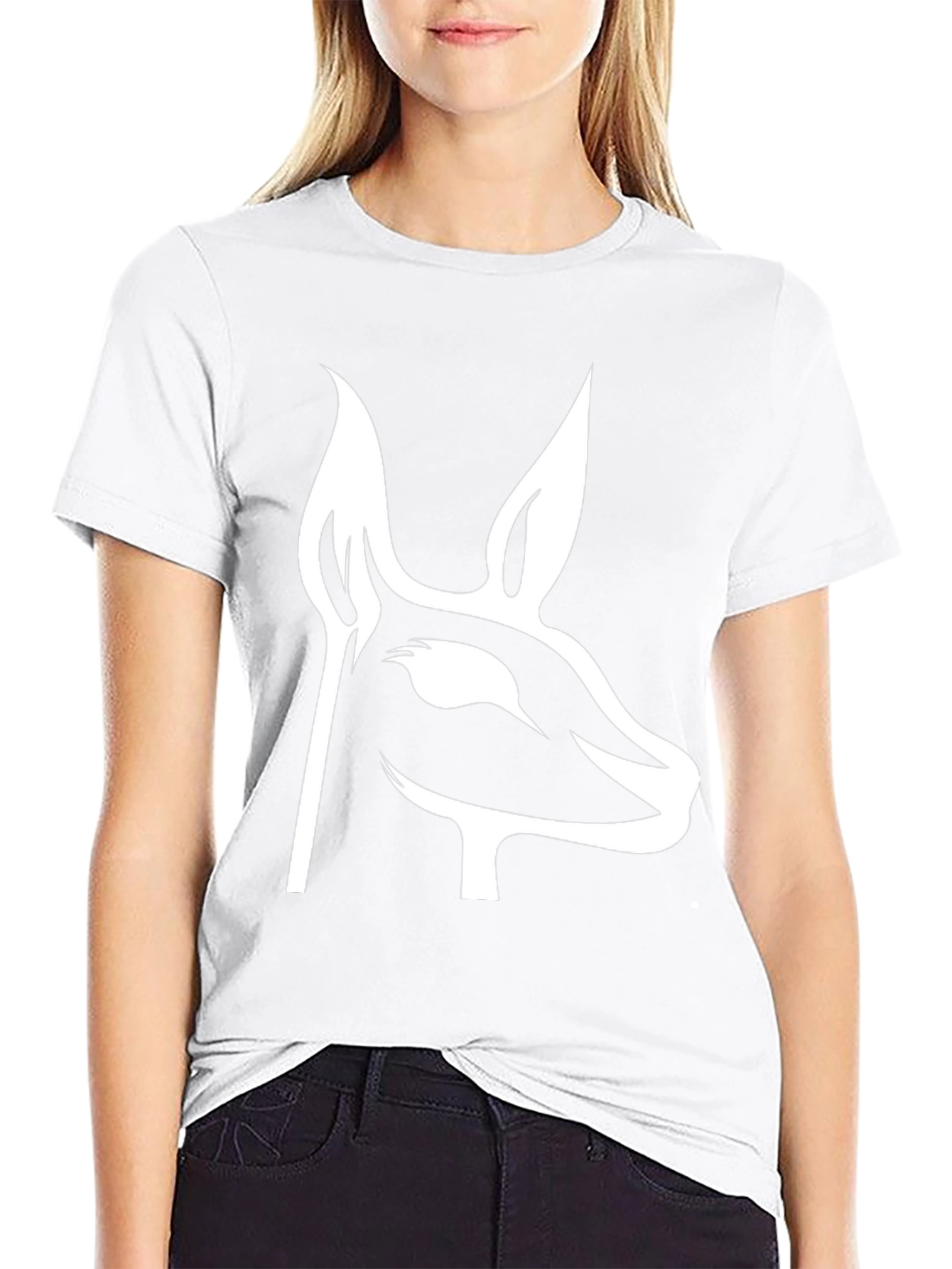 Modern Deer Silhouette Graphic Tee - Black