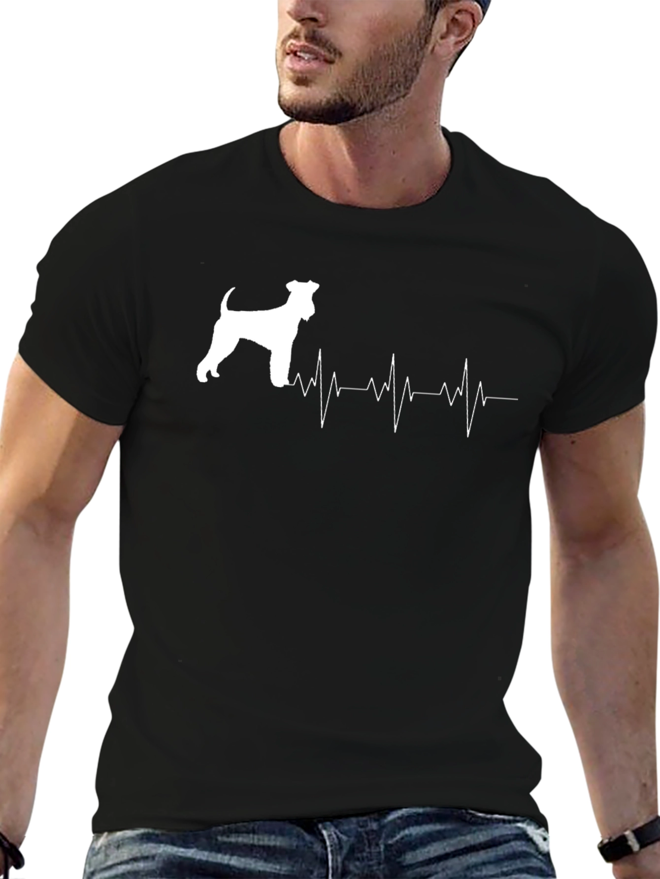 Dog Heartbeat T-Shirt - Black Cotton