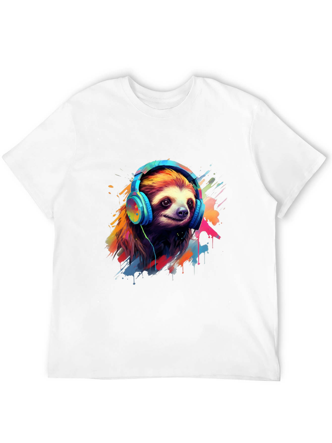 Sloth in Headphones Graphic Tee