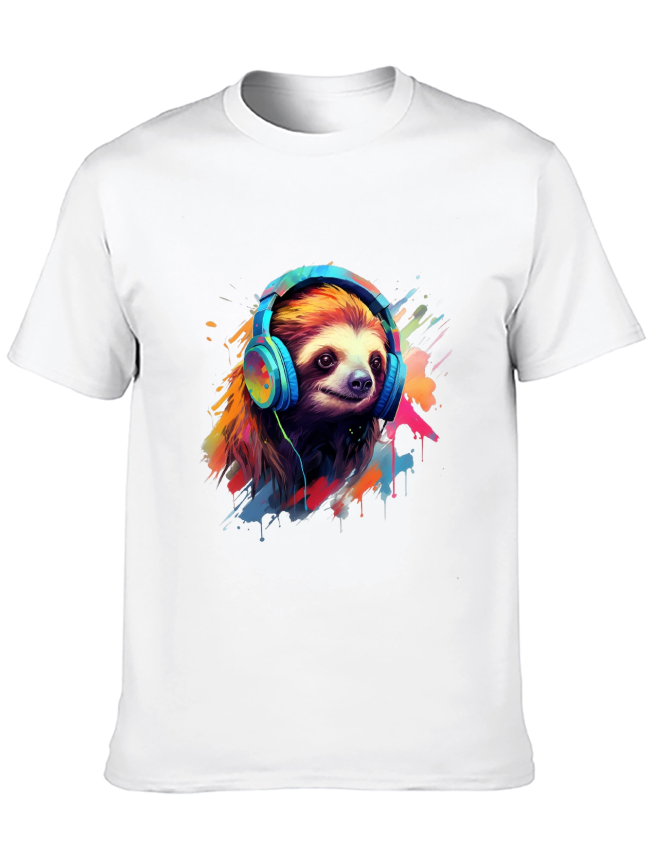 Sloth in Headphones Graphic Tee