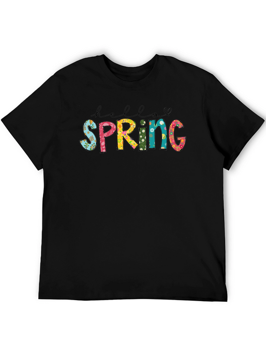 Hello Spring Graphic Tee - Black Cotton Comfort