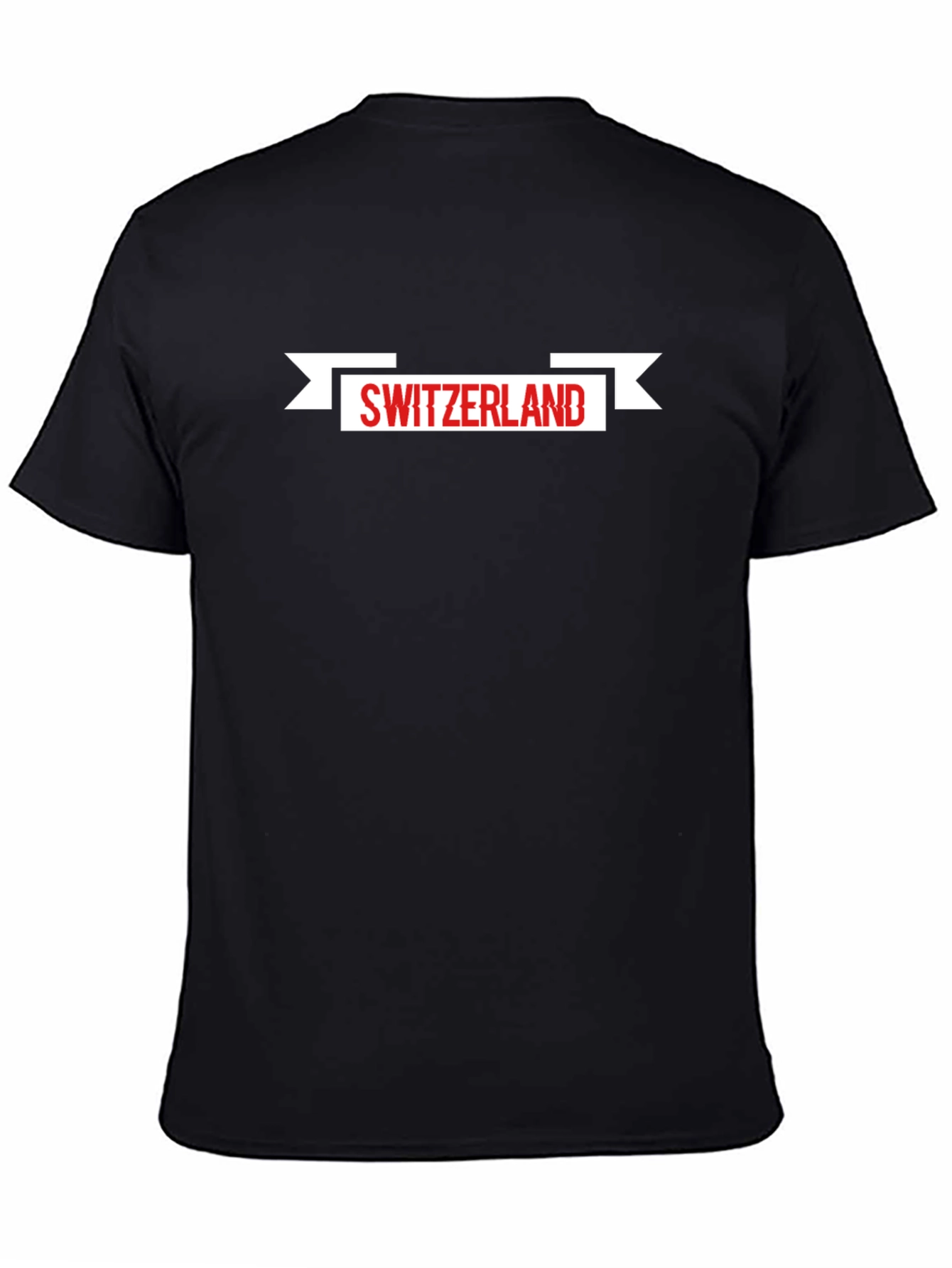 Switzerland Flag Banner Mens Black T-Shirt