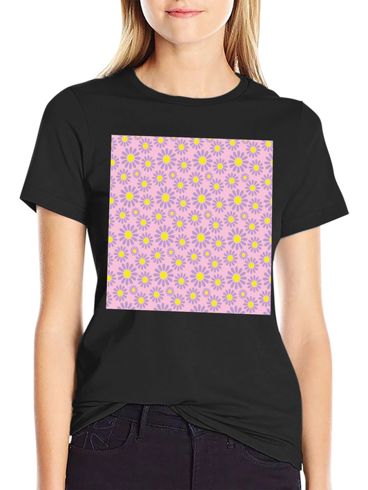 Floral Patterned Black T-Shirt