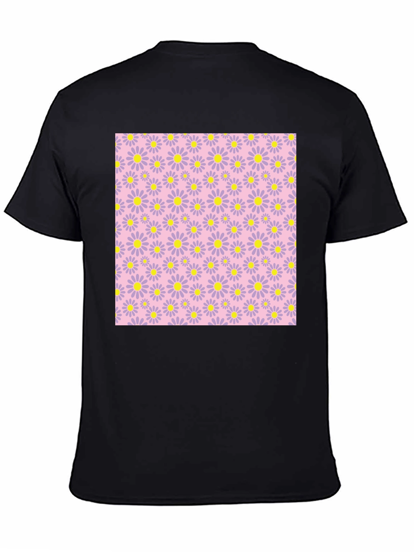 Floral Patterned Black T-Shirt