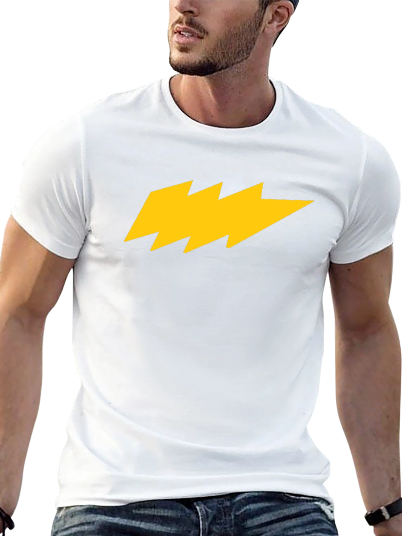 Lightning Bolt Graphic Tee - Bold Black Cotton Shirt