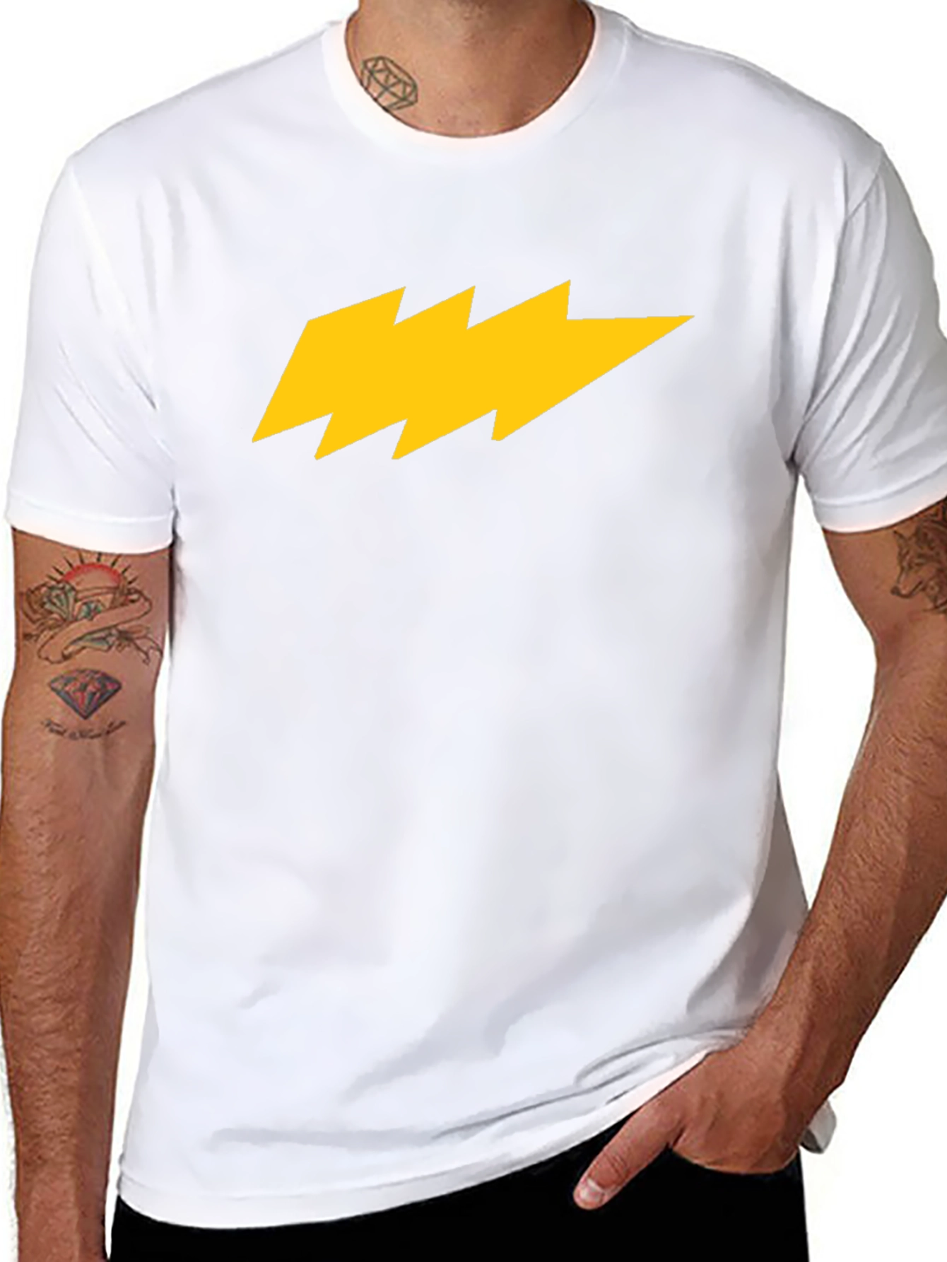 Lightning Bolt Graphic Tee - Bold Black Cotton Shirt