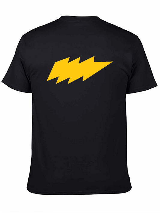 Lightning Bolt Graphic Tee - Bold Black Cotton Shirt