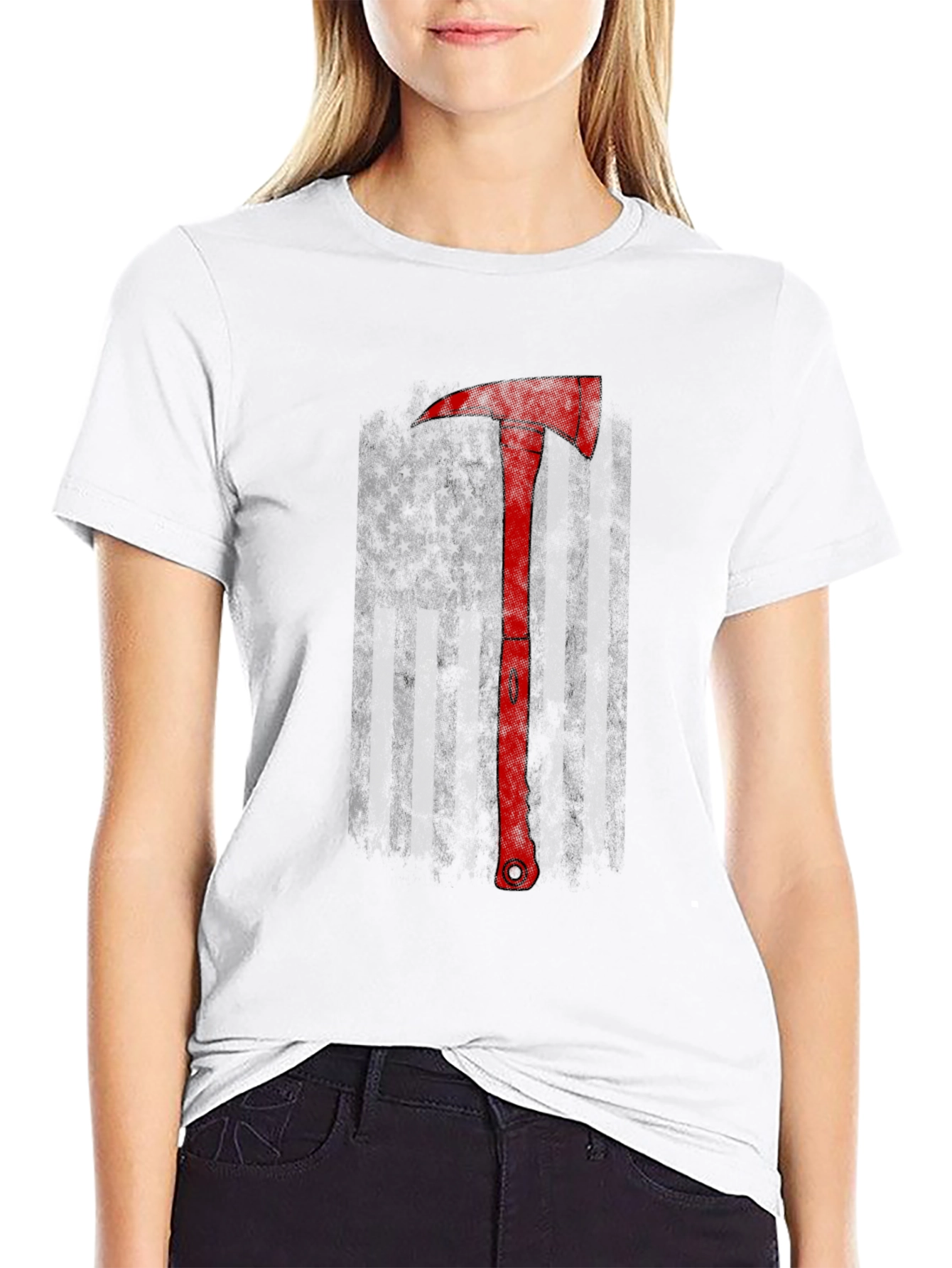 Firefighter Axe Flag Graphic Tee
