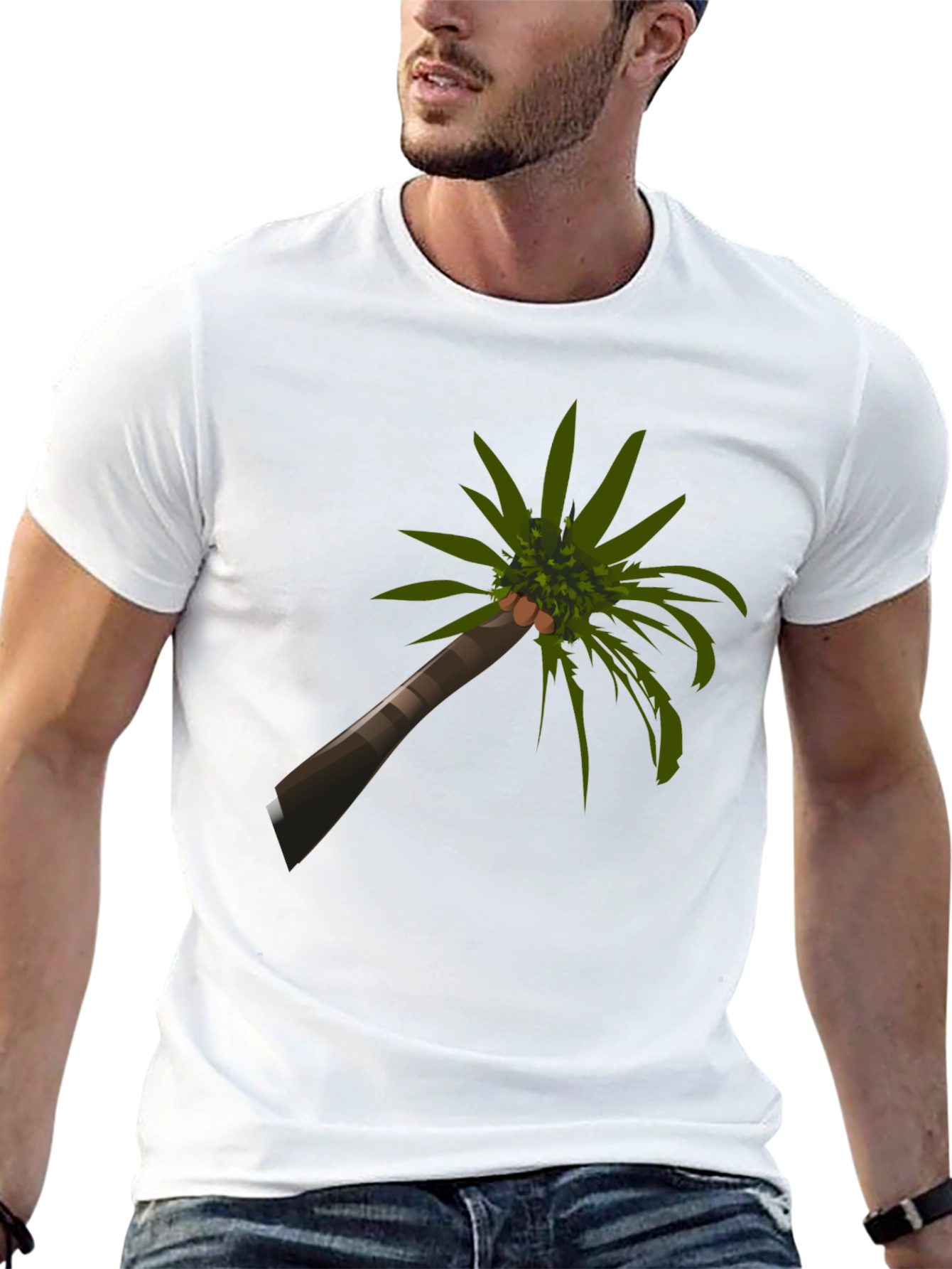 Tropical Palm Tree Graphic Tee - Casual Black T-Shirt