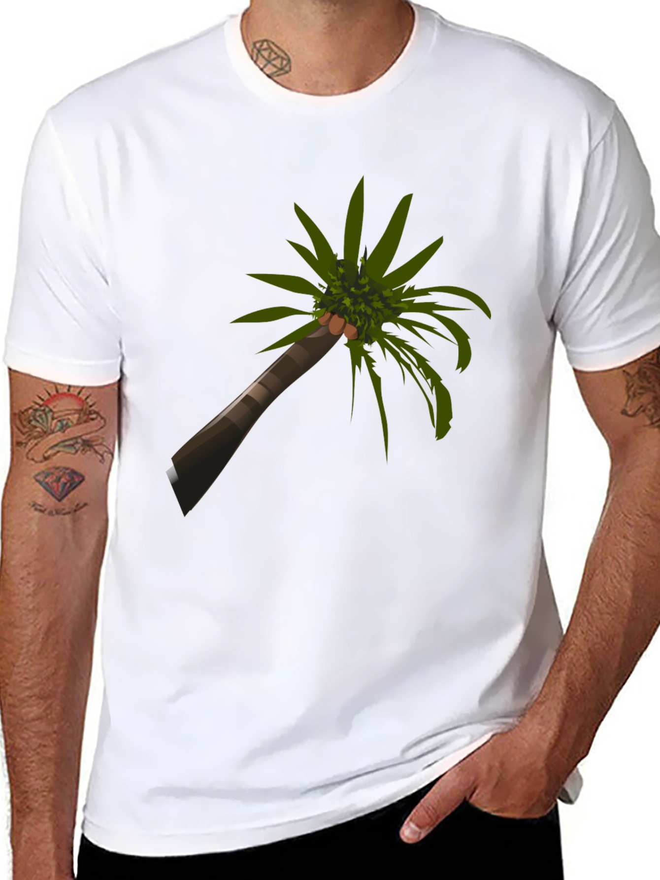 Tropical Palm Tree Graphic Tee - Casual Black T-Shirt