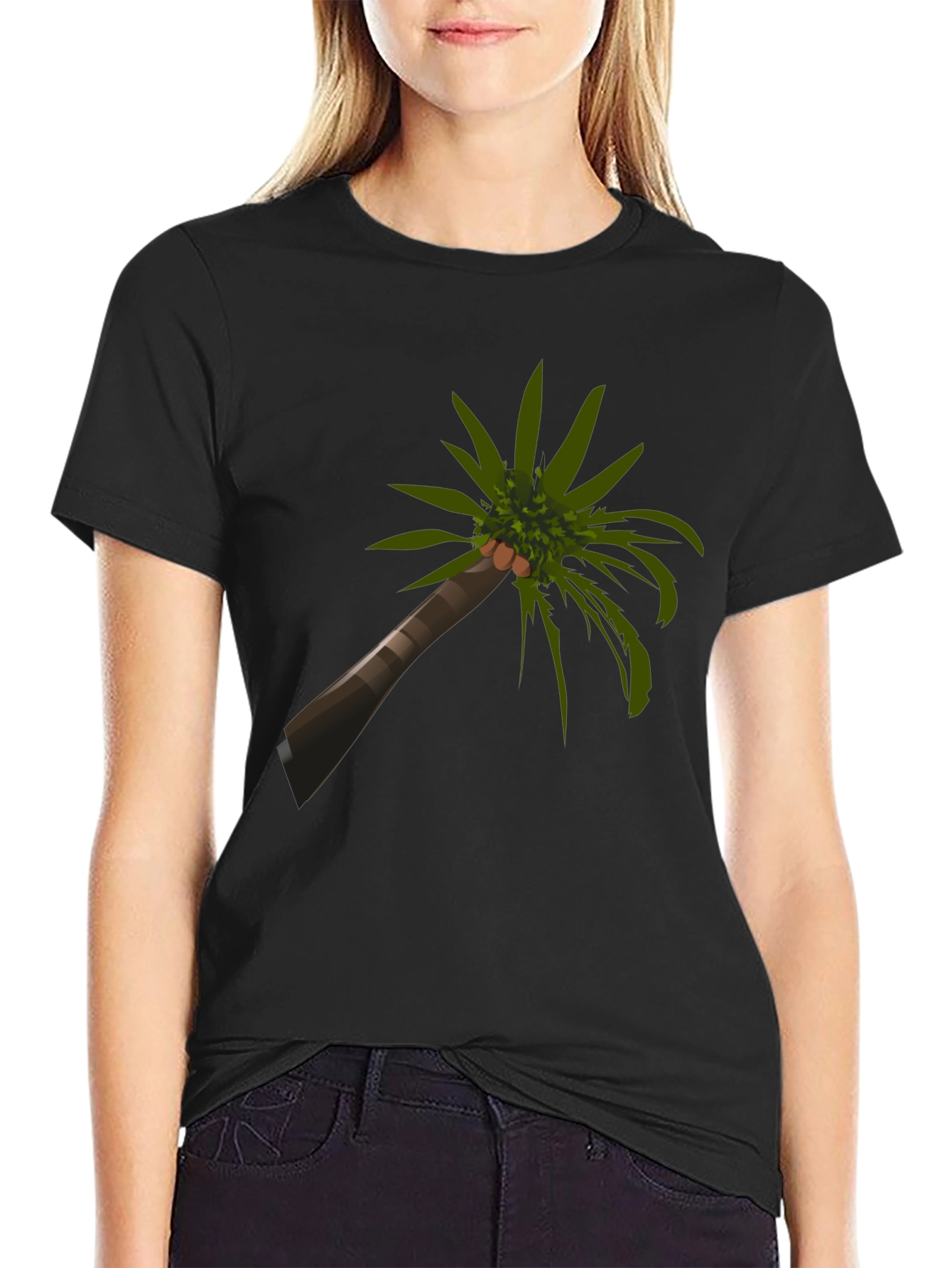 Tropical Palm Tree Graphic Tee - Casual Black T-Shirt