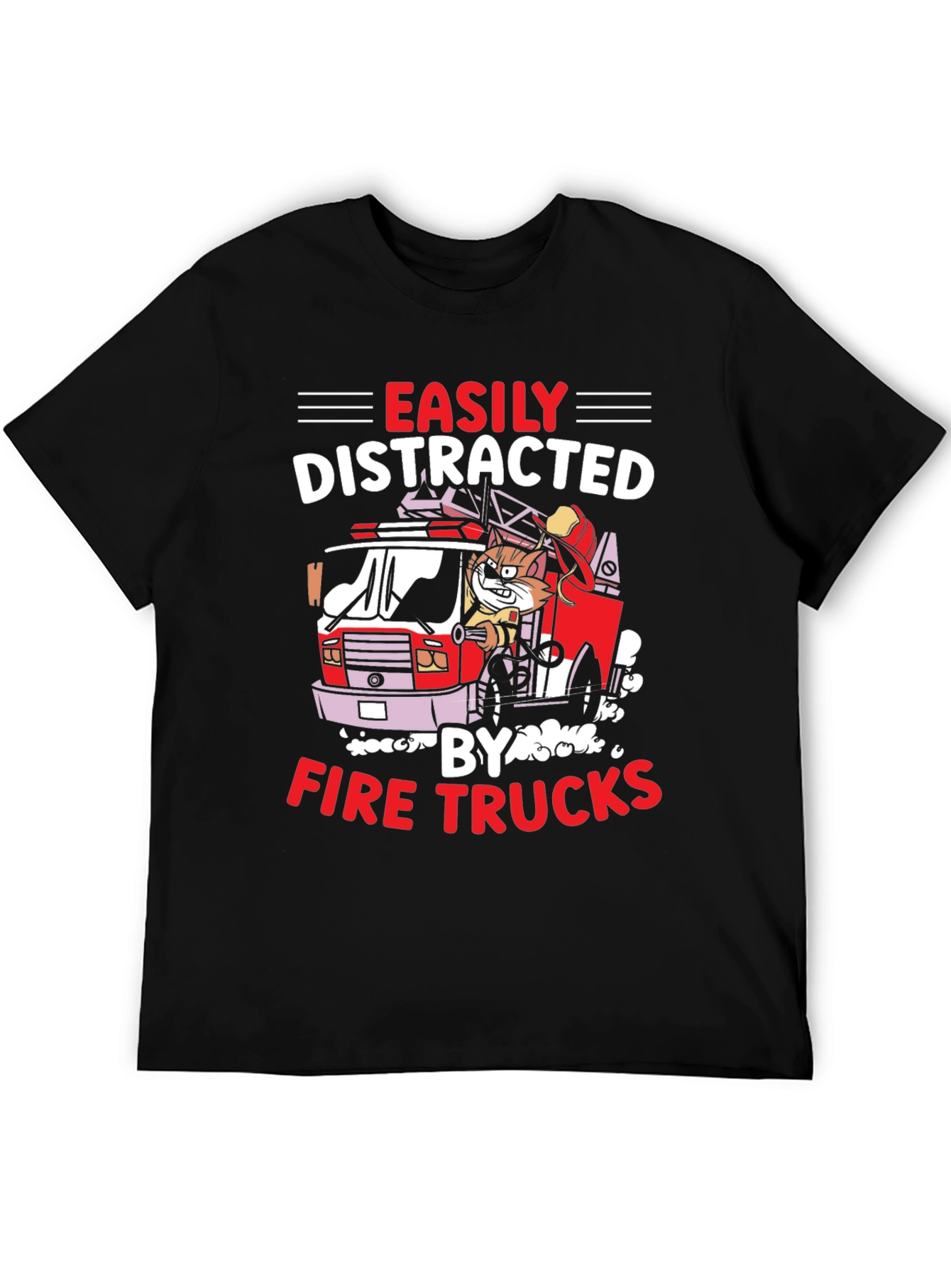 Easily Distracted Fire Trucks Graphic Tee