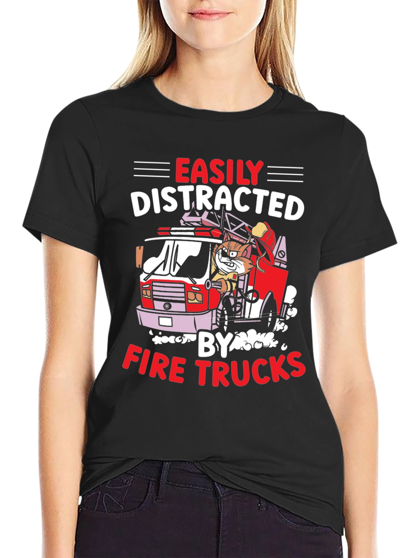 Easily Distracted Fire Trucks Graphic Tee