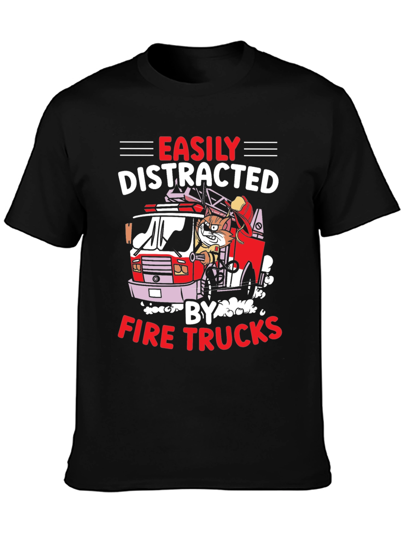 Easily Distracted Fire Trucks Graphic Tee