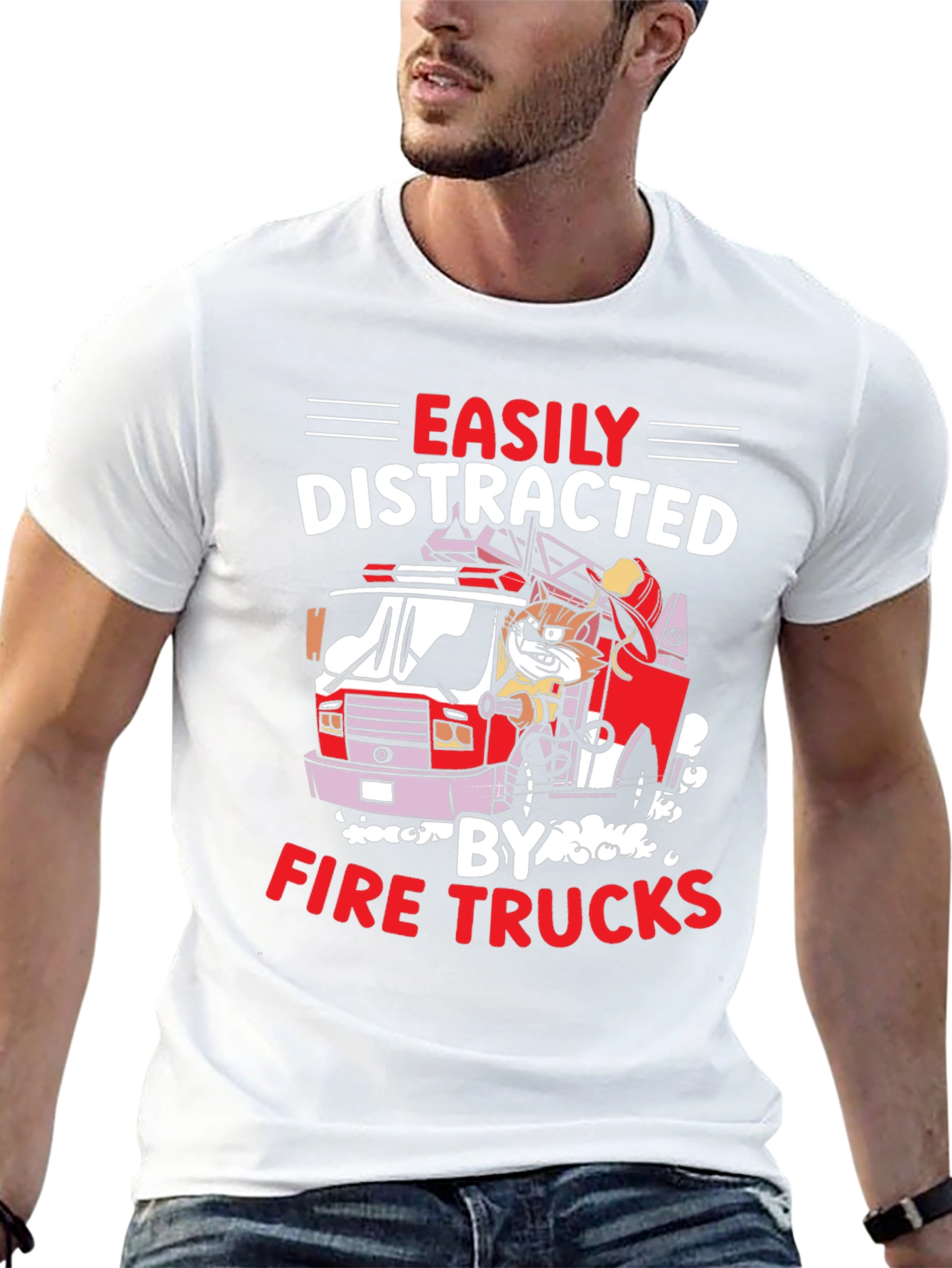 Easily Distracted Fire Trucks Graphic Tee