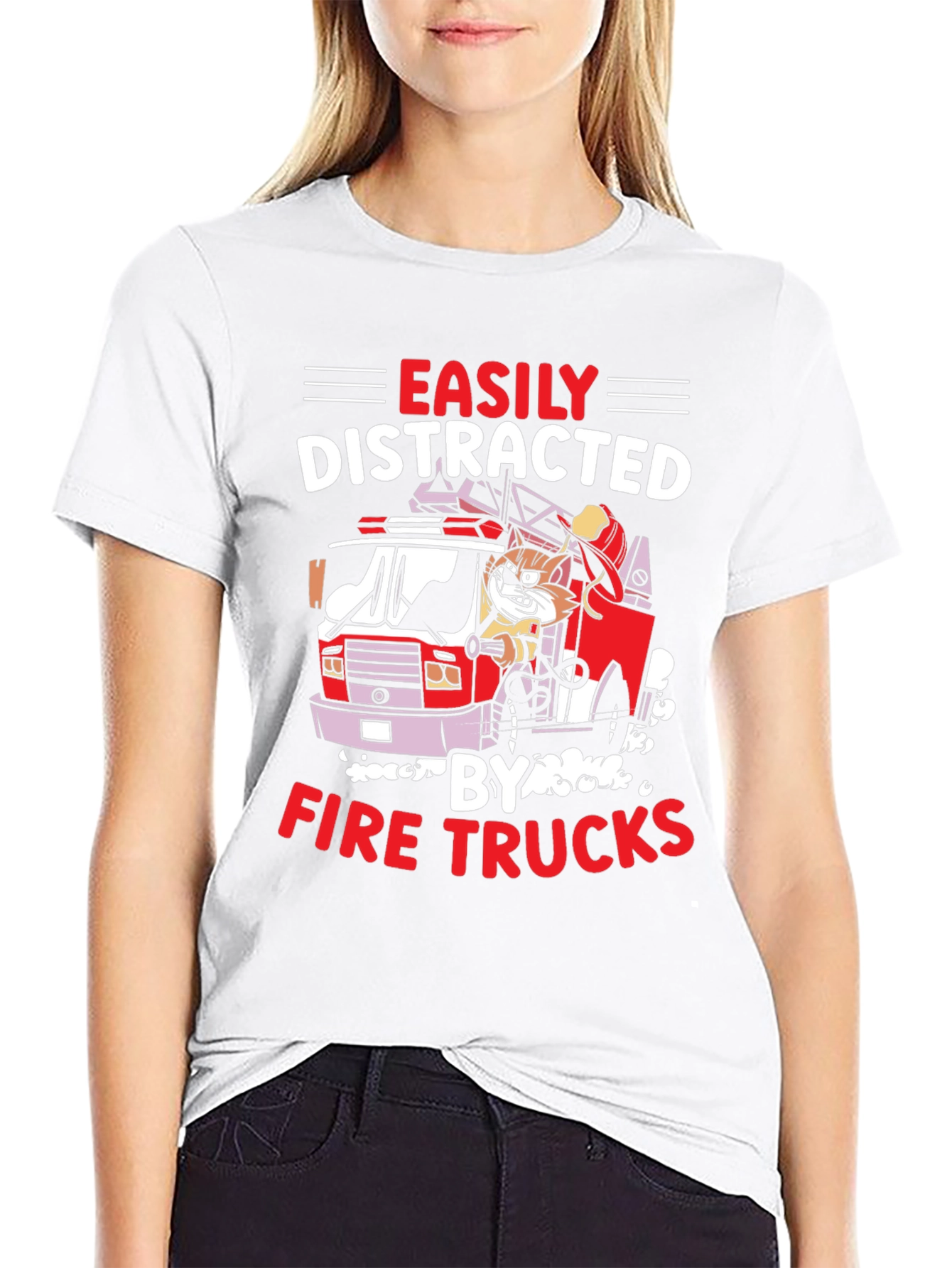 Easily Distracted Fire Trucks Graphic Tee